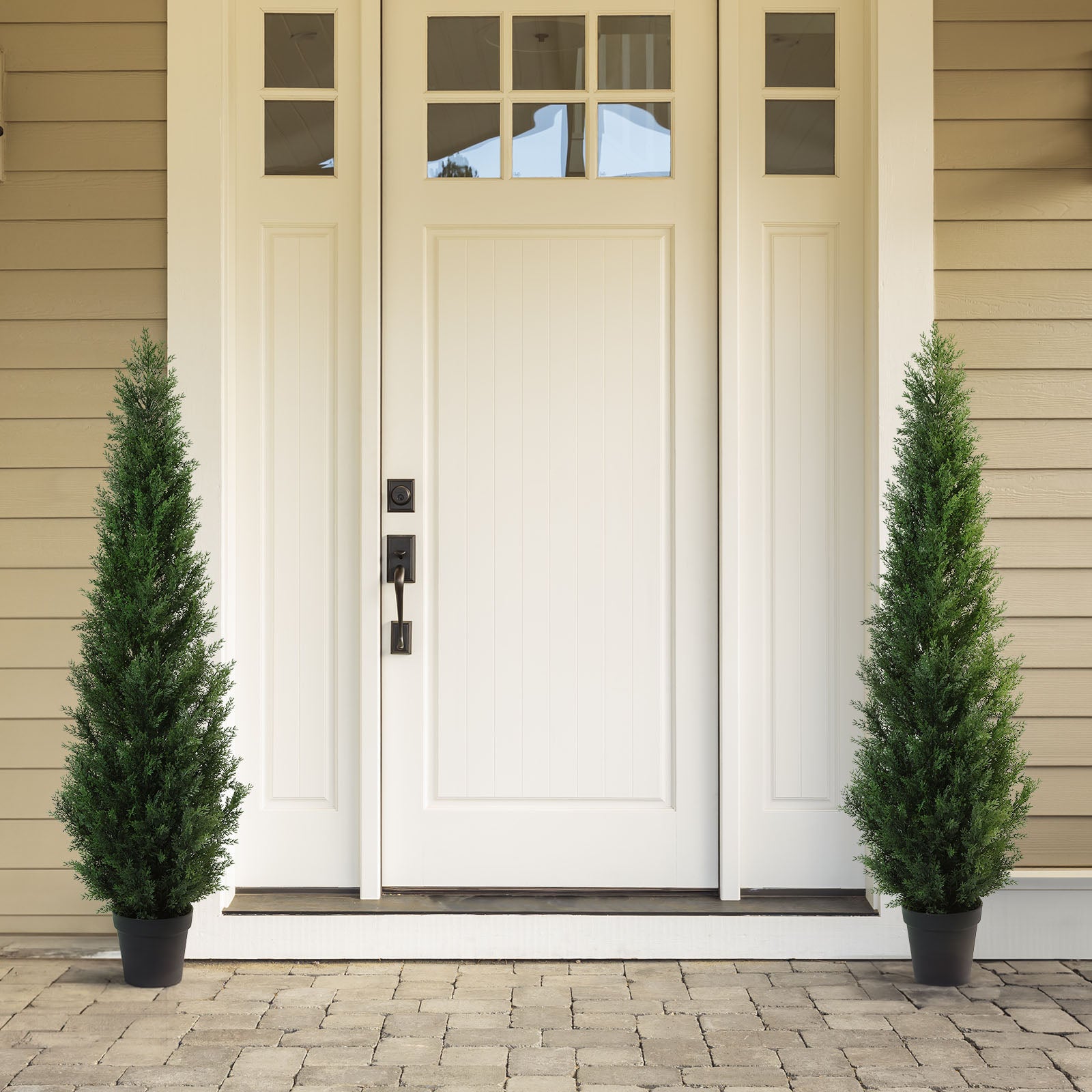 Set of 2 VeriNatural 3/4/5FT Fir Tree Christmas Decor, Artificial Cedar Trees for Home Porch Decor