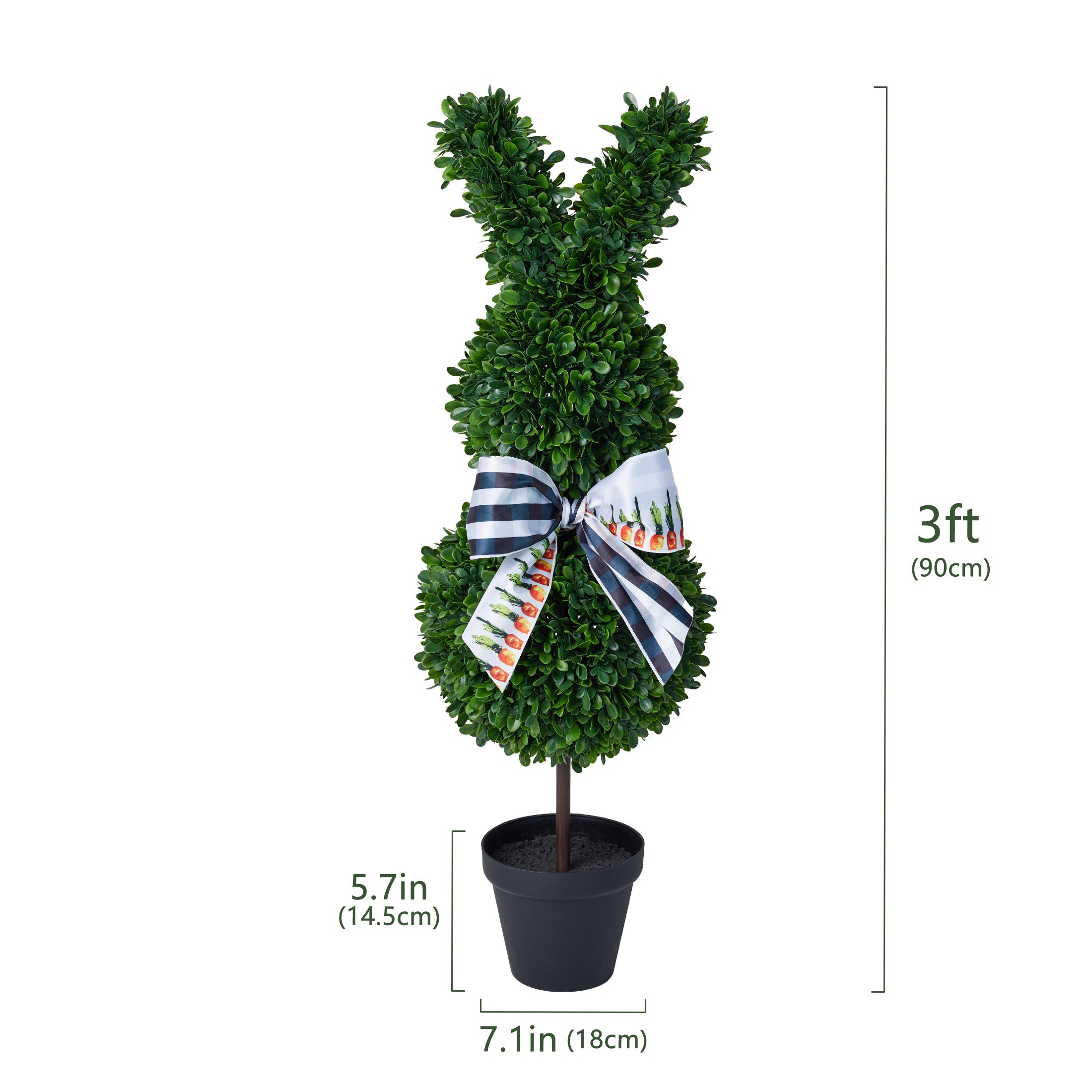VeriNatural 2 Pack 36-inch Artificial Boxwood Easter Bunny Topiary in Weighted Black Pot, UV-Resistant Faux Plant for Indoor Outdoor Spring Decor