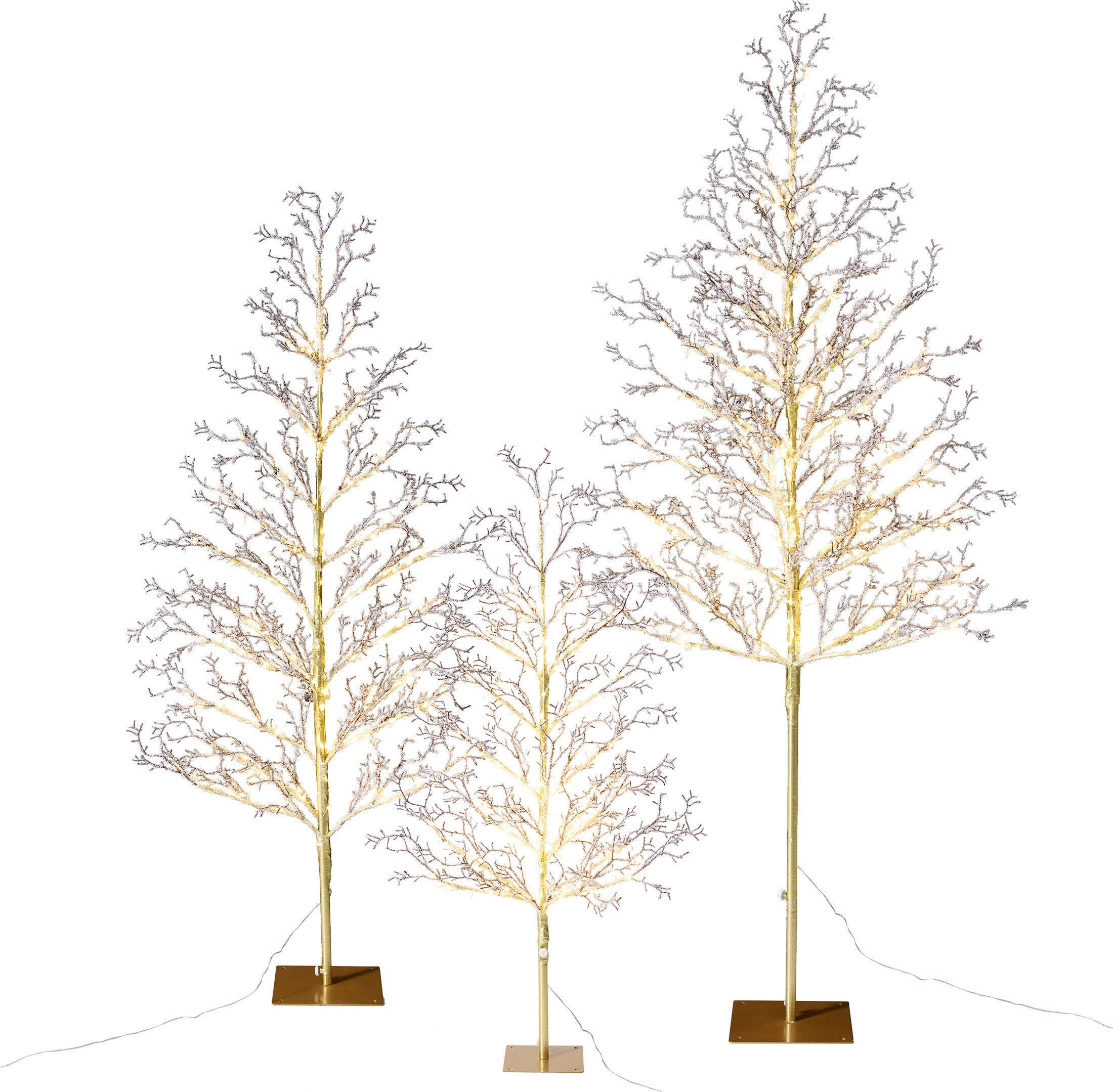 VeriNatural 4FT+5FT+6FT Pre-Lit Ice Crystal Christmas Tree Set – Golden Warm White LED Trees with Breathing Flash, Indoor & Outdoor Holiday Decor