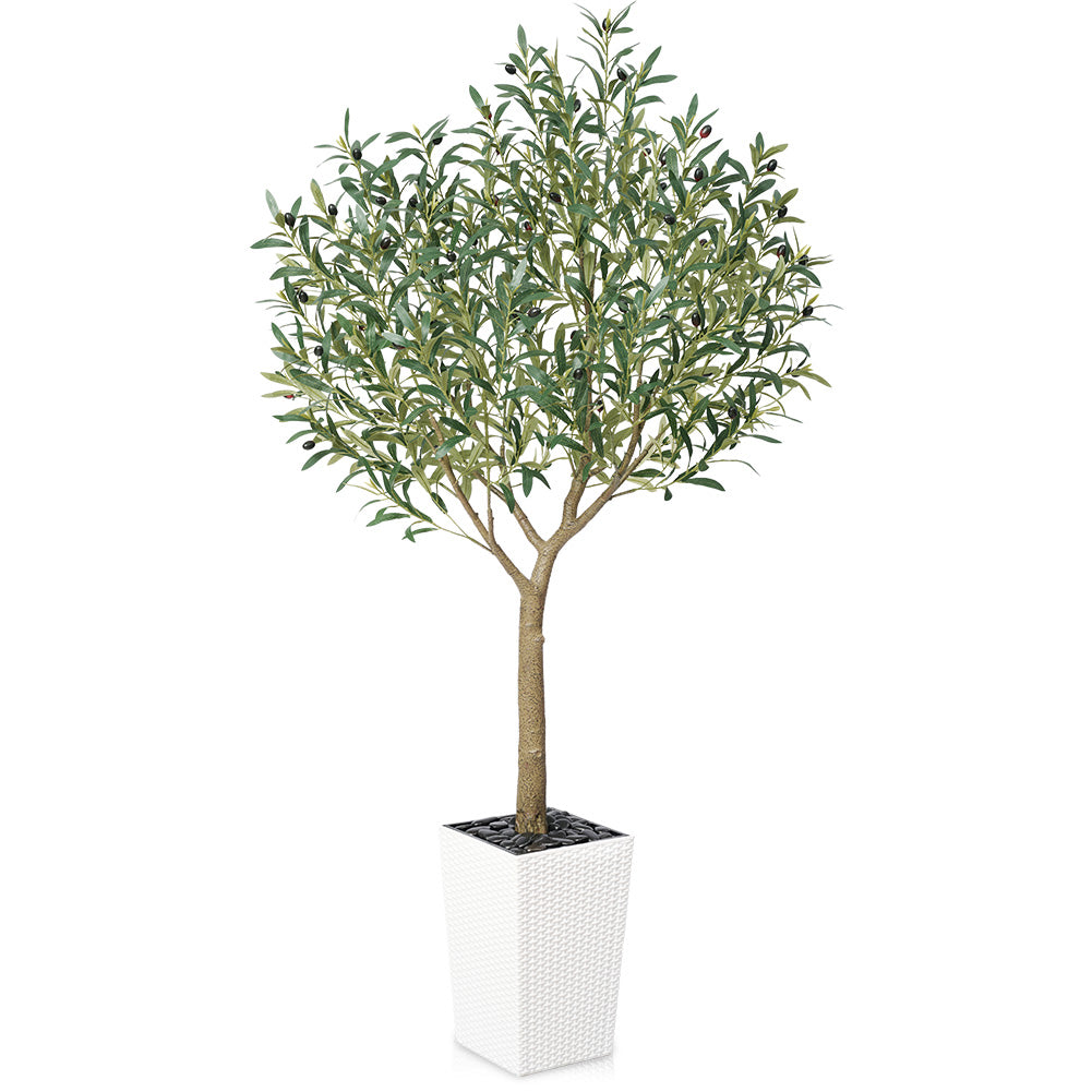 VeriNatural 5/6/7/8FT Artificial Olive Tree UV Resistant with Black Taper Planter for Indoor & Outdoor（VN156）