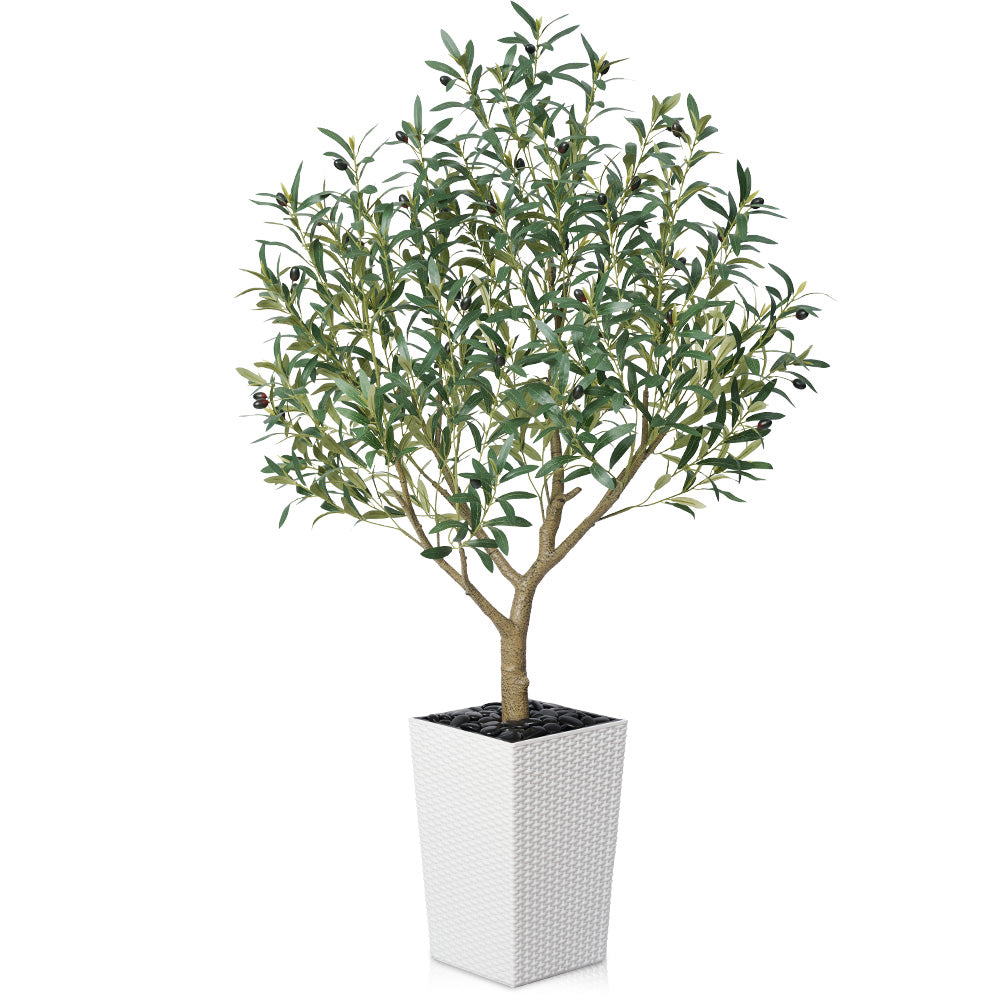 VeriNatural 5/6/7/8FT Artificial Olive Tree UV Resistant with Black Taper Planter for Indoor & Outdoor（VN156）