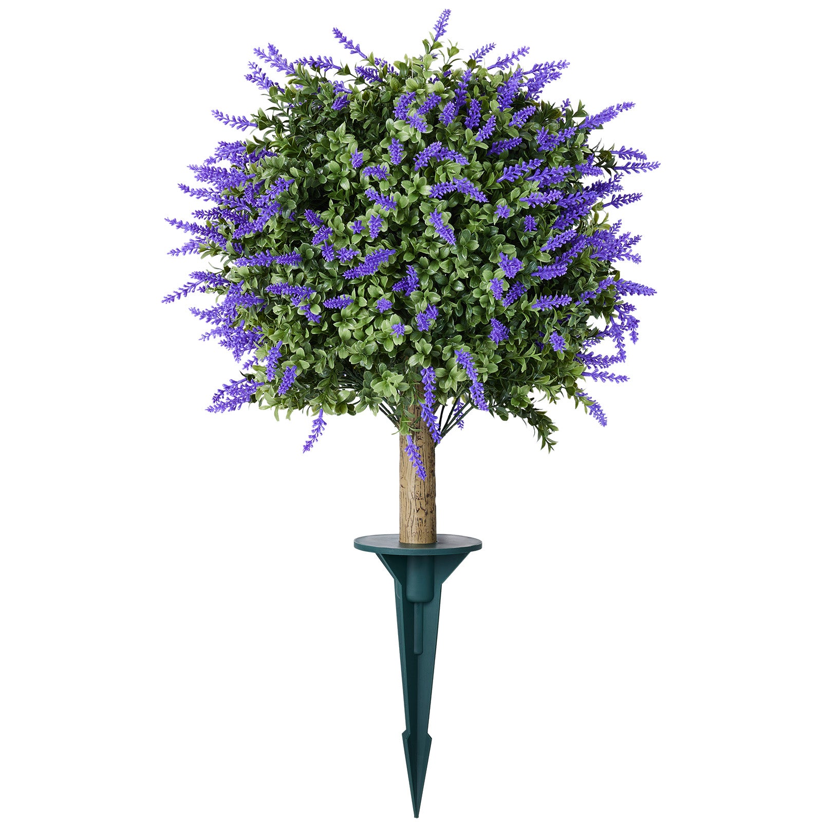 VeriNatural Artificial Lavender Topiary Ball – UV Resistant Outdoor Boxwood Décor with Ground Spike (15” / 19”, Single or Set of 2