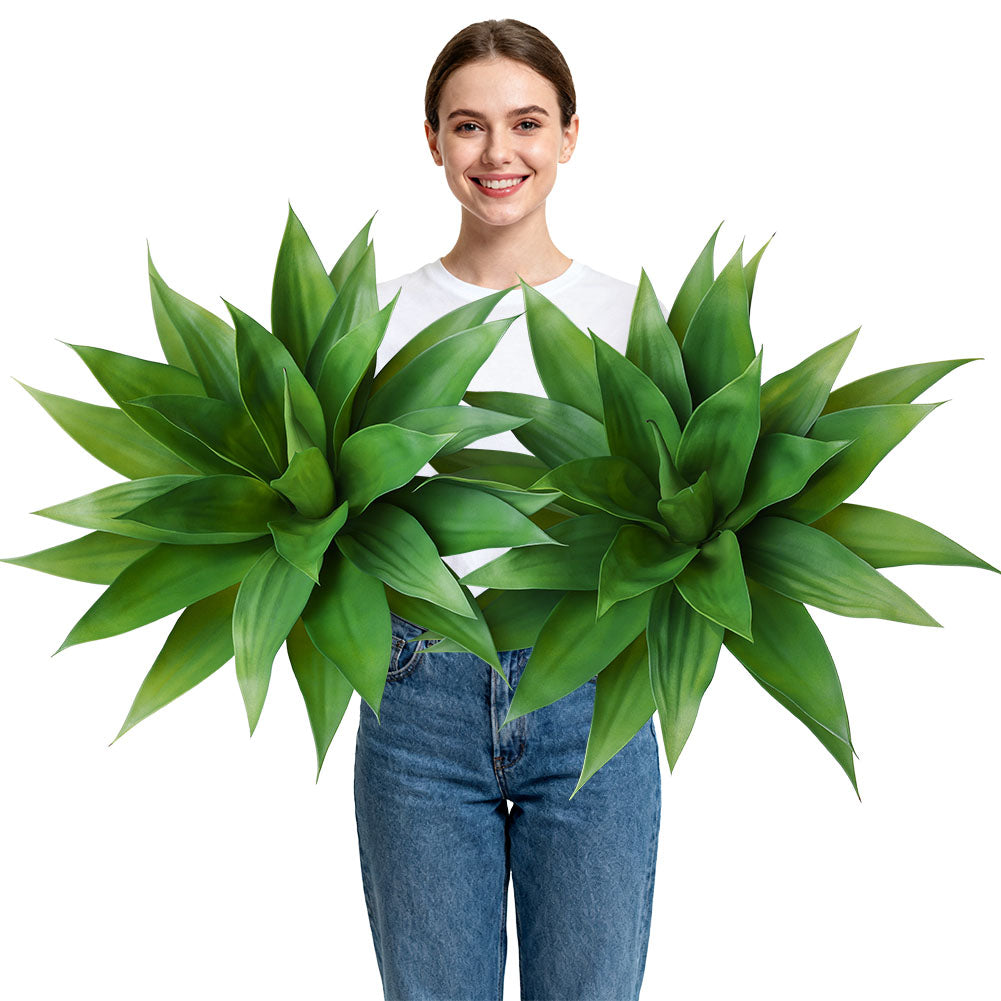 VeriNatural Artificial Agave Succulent Plants – 28” Large Faux Agave Stems, Realistic Indoor & Outdoor Decorative Plants for Home & Office (2-Pack)