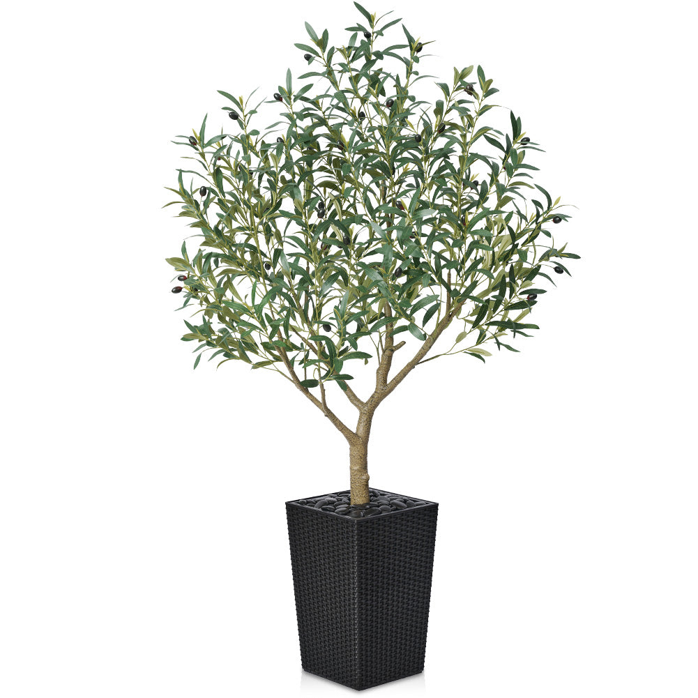 VeriNatural 5/6/7/8FT Artificial Olive Tree UV Resistant with Black Taper Planter for Indoor & Outdoor（VN156）