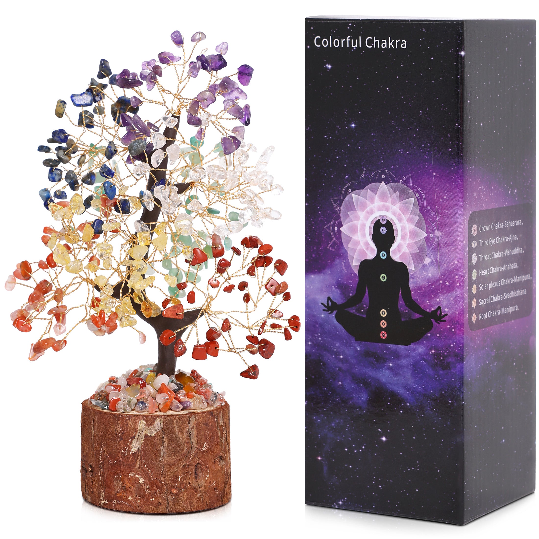 7 Chakra Healing Crystal Tree of Life – Handmade Gift for Women, Mom & Her | Good Luck Decor for Home & Office