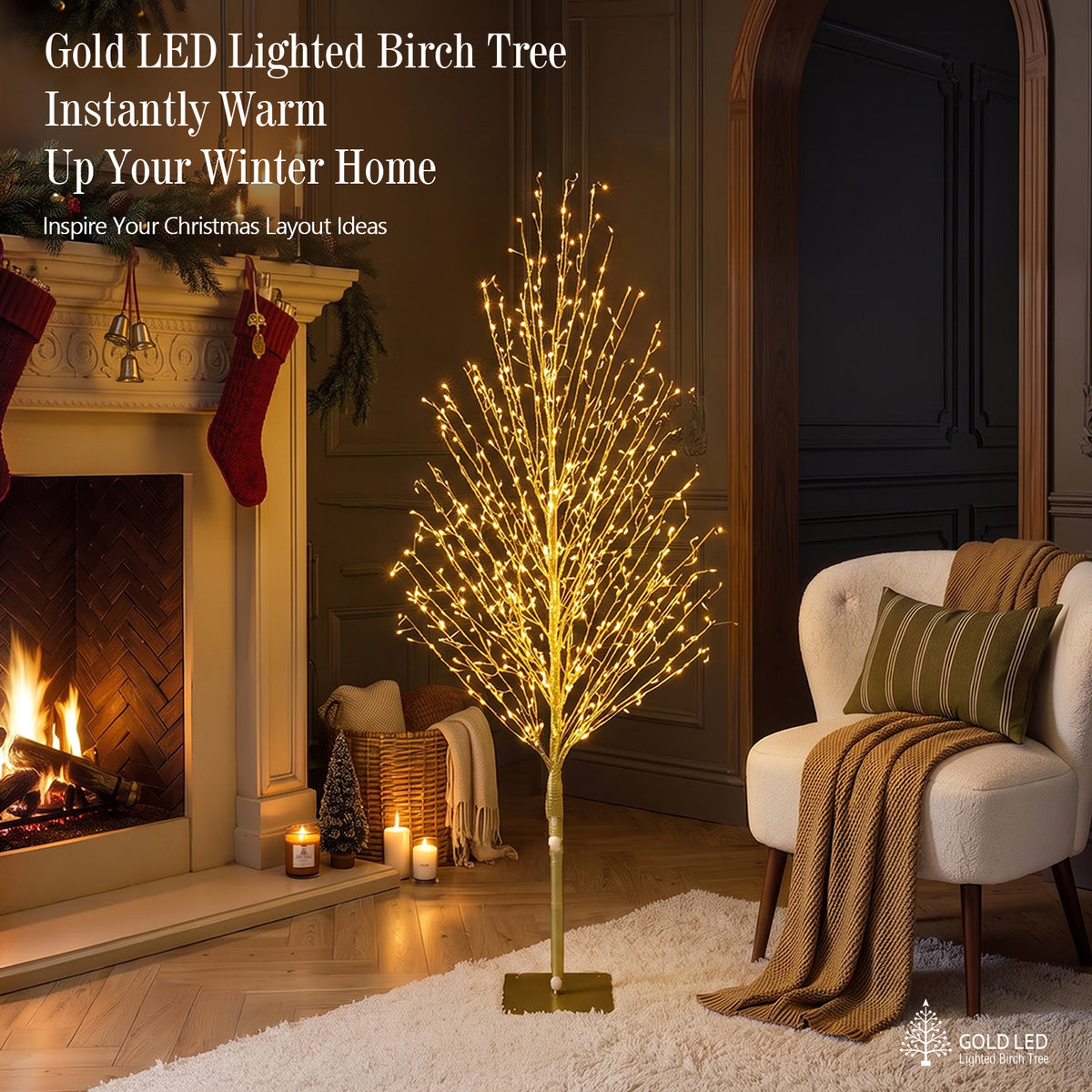 VeriNatural 4FT/5FT/6FT Pre-Lit Twisted LED Christmas Tree – Golden Warm White Spiral Tree with Breathing Flash, Indoor & Outdoor Holiday Decor