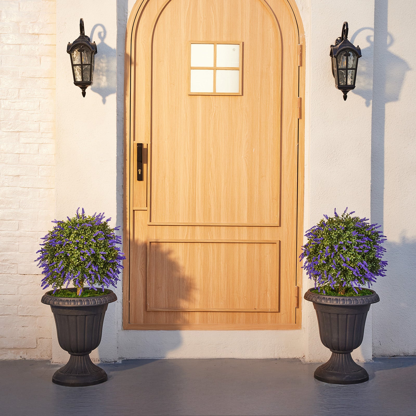 VeriNatural Artificial Lavender Topiary Ball – UV Resistant Outdoor Boxwood Décor with Ground Spike (15” / 19”, Single or Set of 2