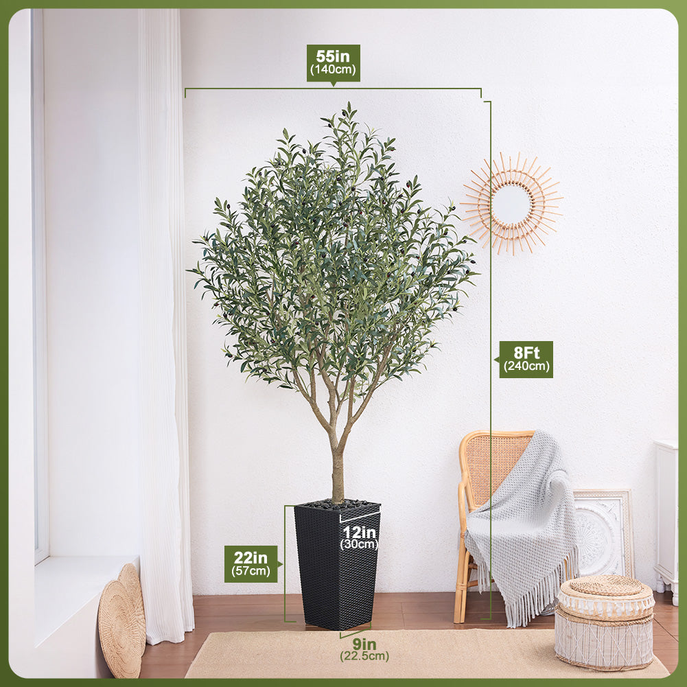 VeriNatural 5/6/7/8FT Artificial Olive Tree UV Resistant with Black Taper Planter for Indoor & Outdoor（VN156）