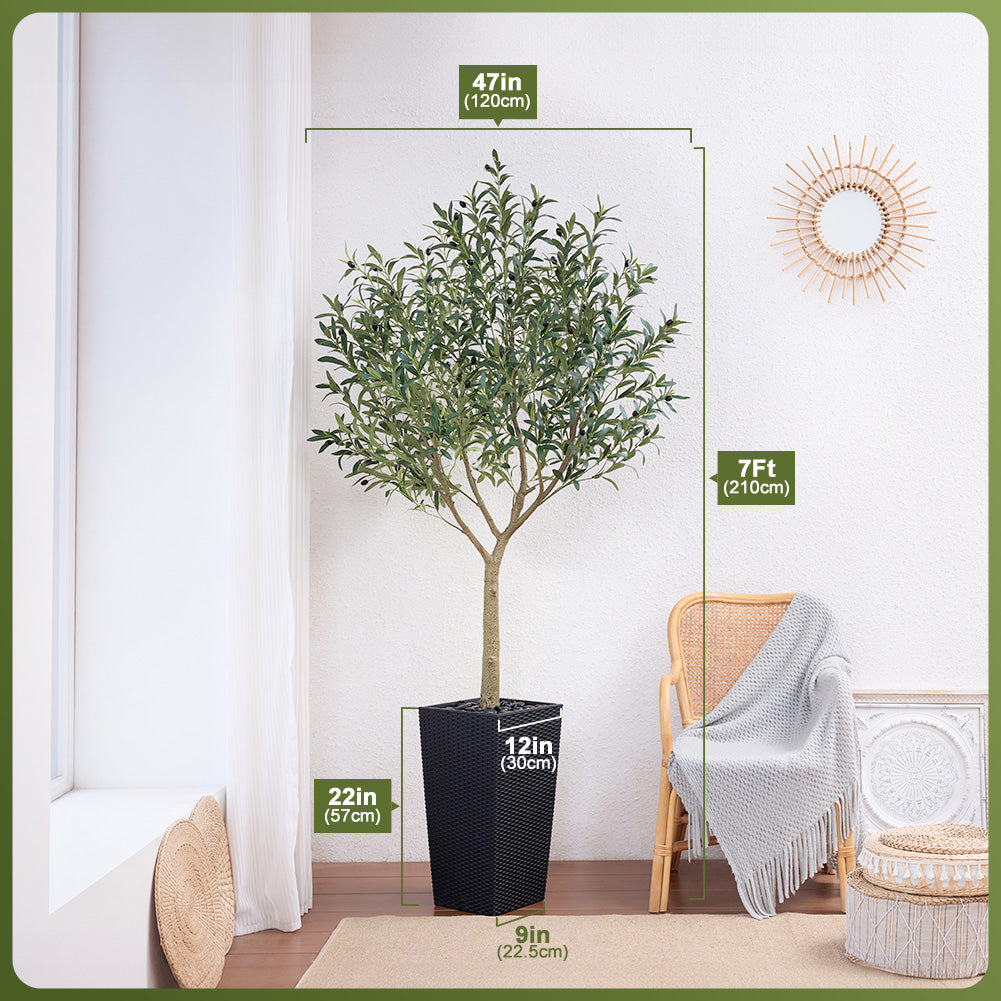 VeriNatural 5/6/7/8FT Artificial Olive Tree UV Resistant with Black Taper Planter for Indoor & Outdoor（VN156）