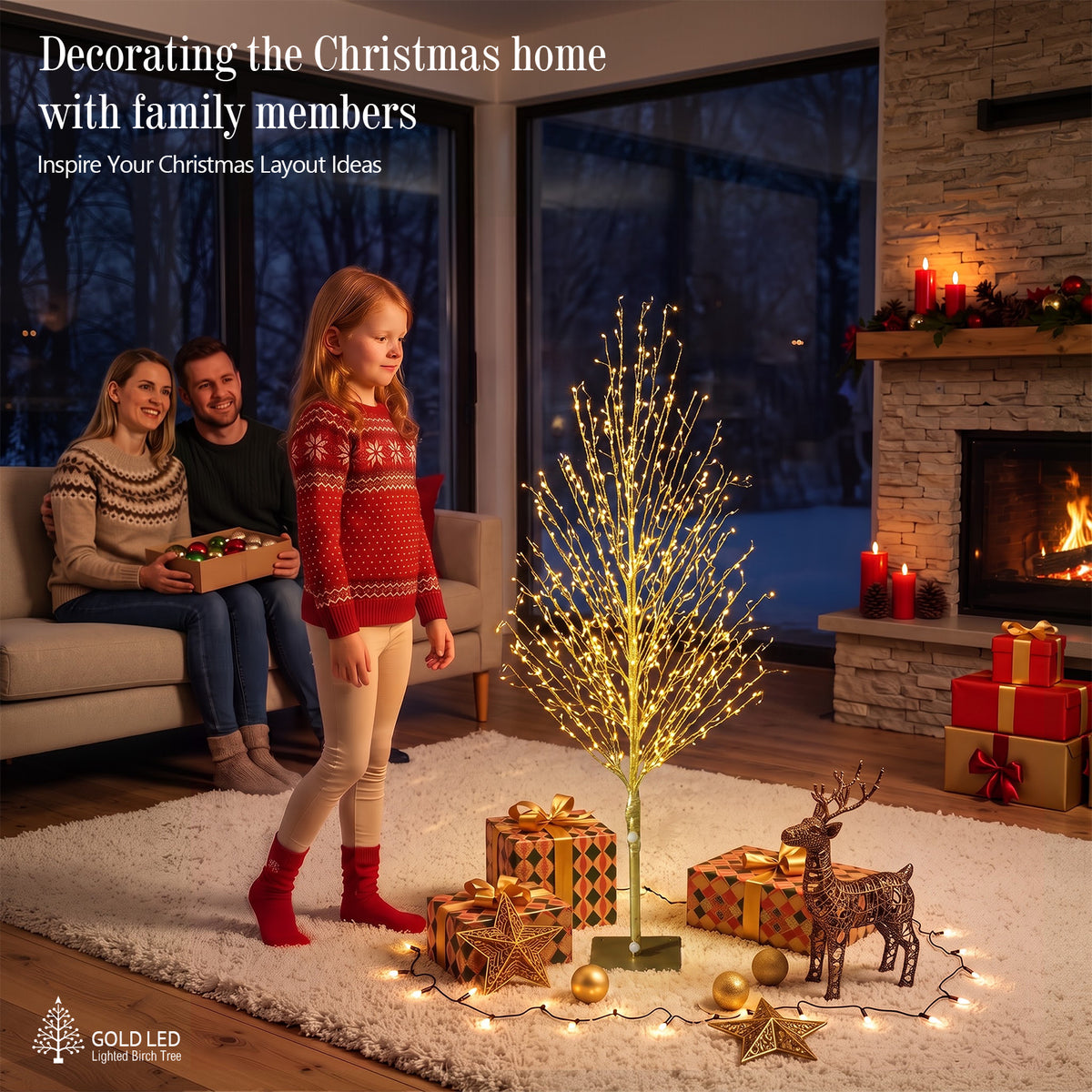 VeriNatural 4FT/5FT/6FT Pre-Lit Twisted LED Christmas Tree – Golden Warm White Spiral Tree with Breathing Flash, Indoor & Outdoor Holiday Decor