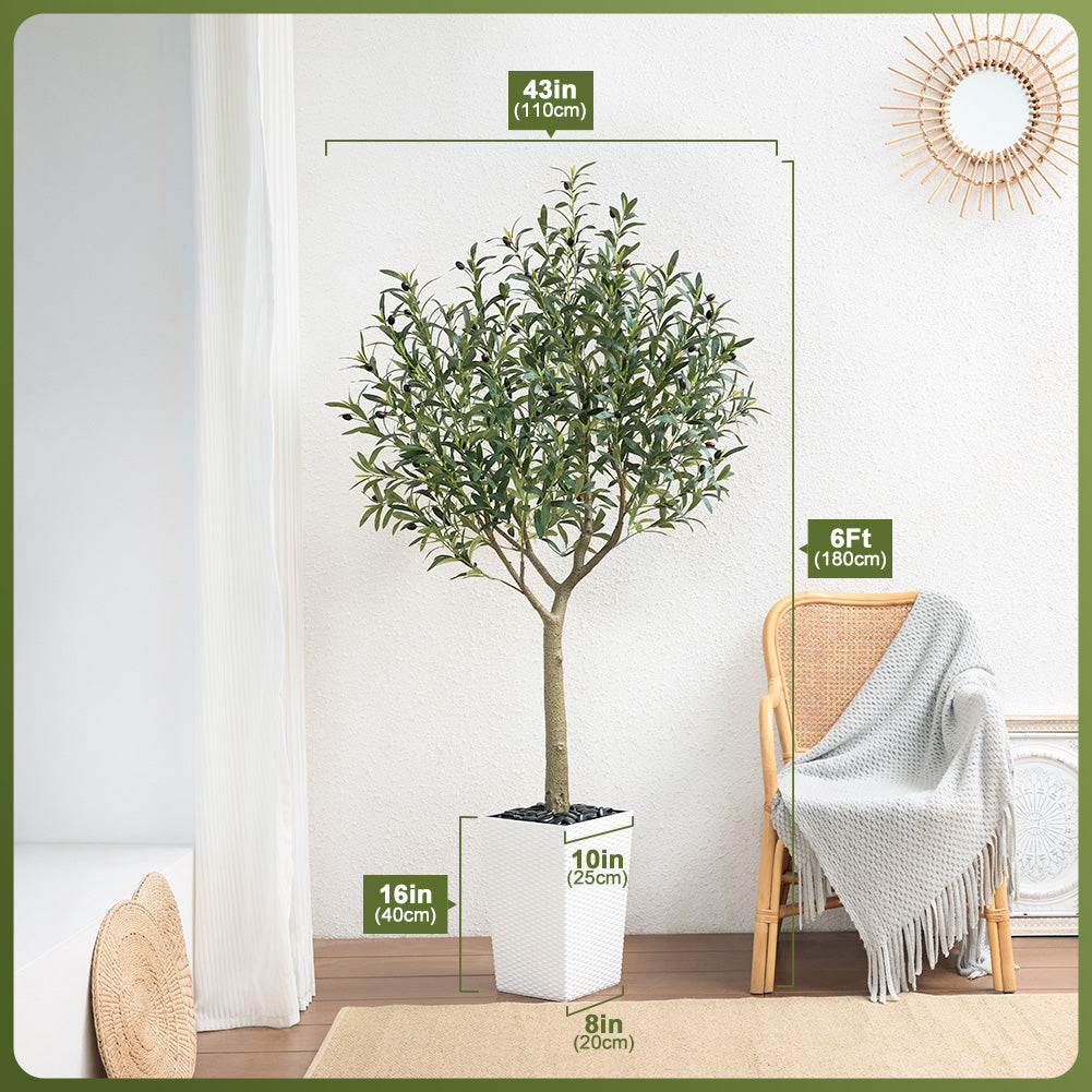 VeriNatural 5/6/7/8FT Artificial Olive Tree UV Resistant with Black Taper Planter for Indoor & Outdoor（VN156）