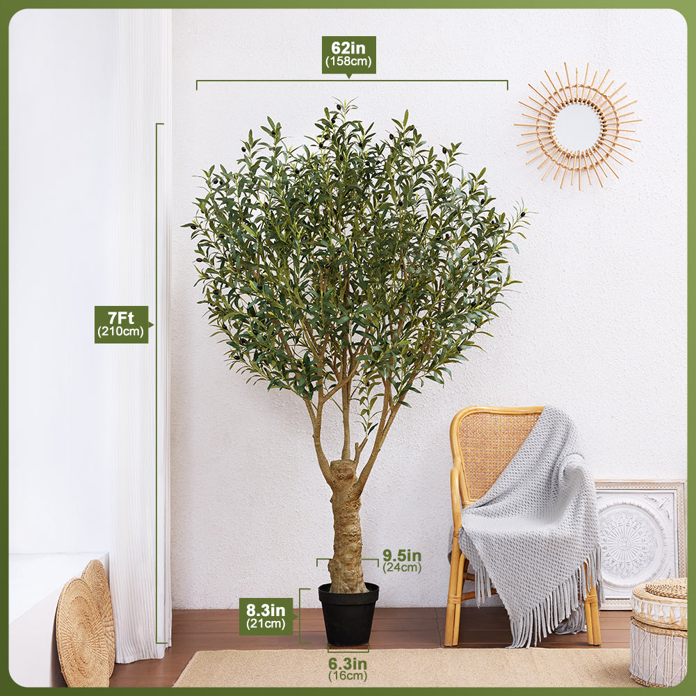 VeriNatural 5/6/7/8FT Artificial Olive Tree UV Resistant with Black Planter for Indoor & Outdoor（VN160）