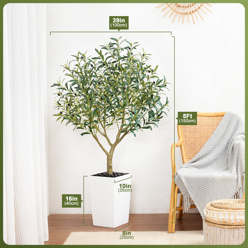 VeriNatural 5/6/7/8FT Artificial Olive Tree UV Resistant with Black Taper Planter for Indoor & Outdoor（VN156）