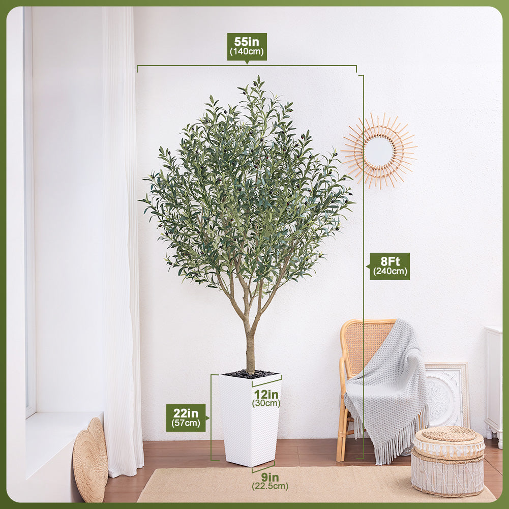 VeriNatural 5/6/7/8FT Artificial Olive Tree UV Resistant with Black Taper Planter for Indoor & Outdoor（VN156）