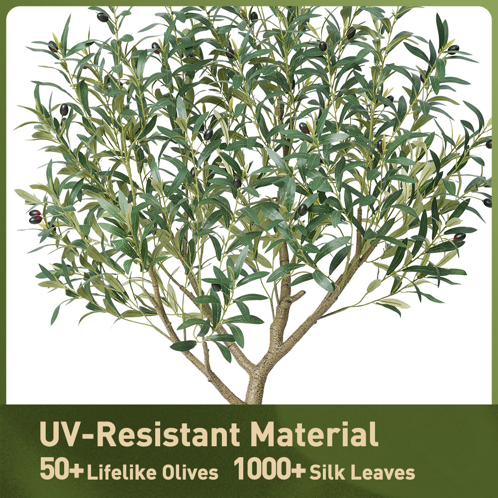 VeriNatural 5/6/7/8FT Artificial Olive Tree UV Resistant with Black Taper Planter for Indoor & Outdoor（VN156）
