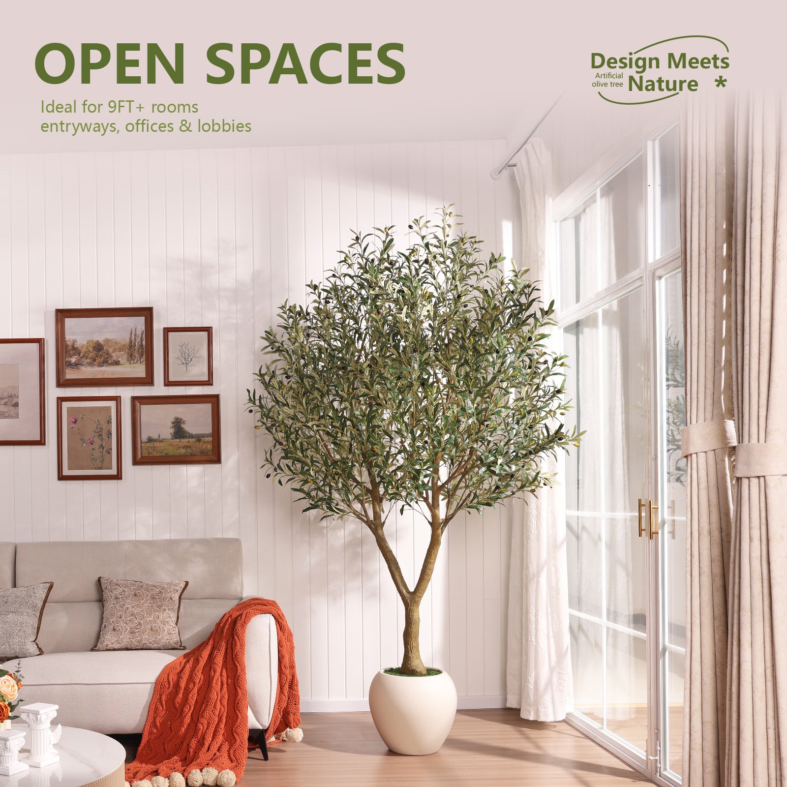 VeriNatural 8FT Artificial Olive Tree – Realistic Tall Faux Olive Tree with UV-Resistant Leaves & Fruits, White Round Planter, Indoor & Outdoor Home, Office & Living Room Decor (VN210)