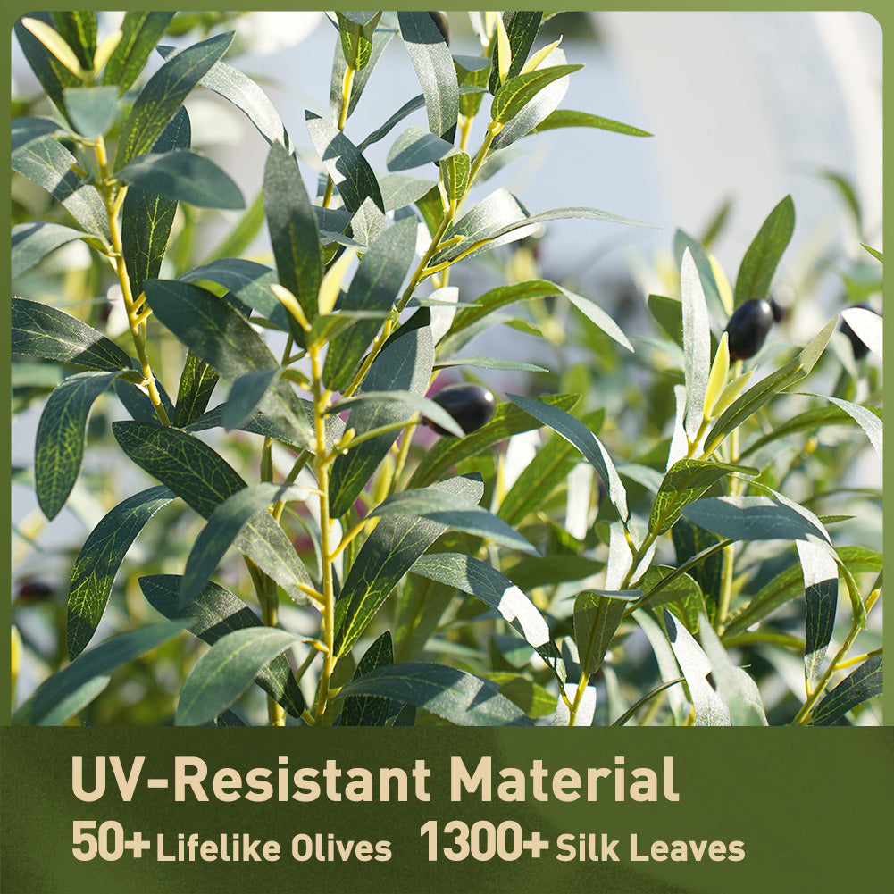 VeriNatural 5/6/7/8FT Artificial Olive Tree UV Resistant with Black Taper Planter for Indoor & Outdoor（VN156）