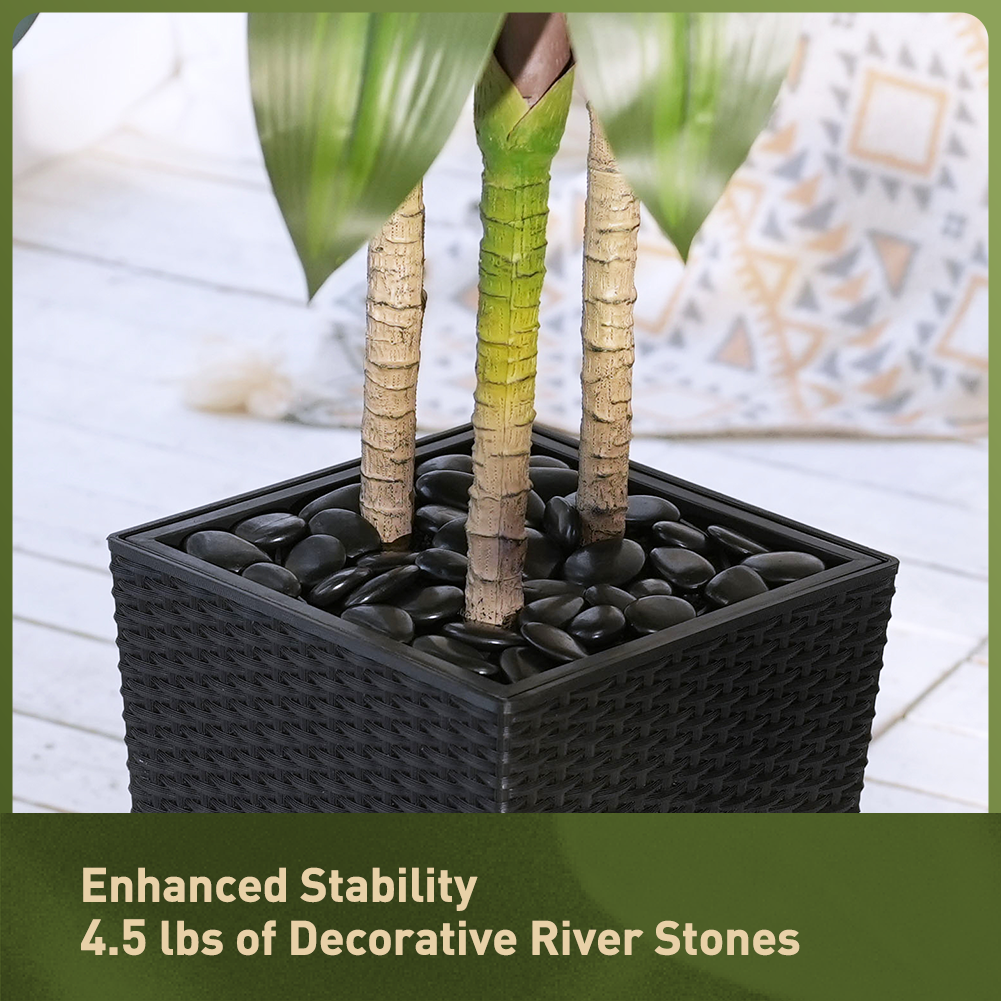 VeriNatural 5/6FT Artificial Dracaena Tree UV Resistant with Black Taper Planter for Indoor & Outdoor  (VN127)