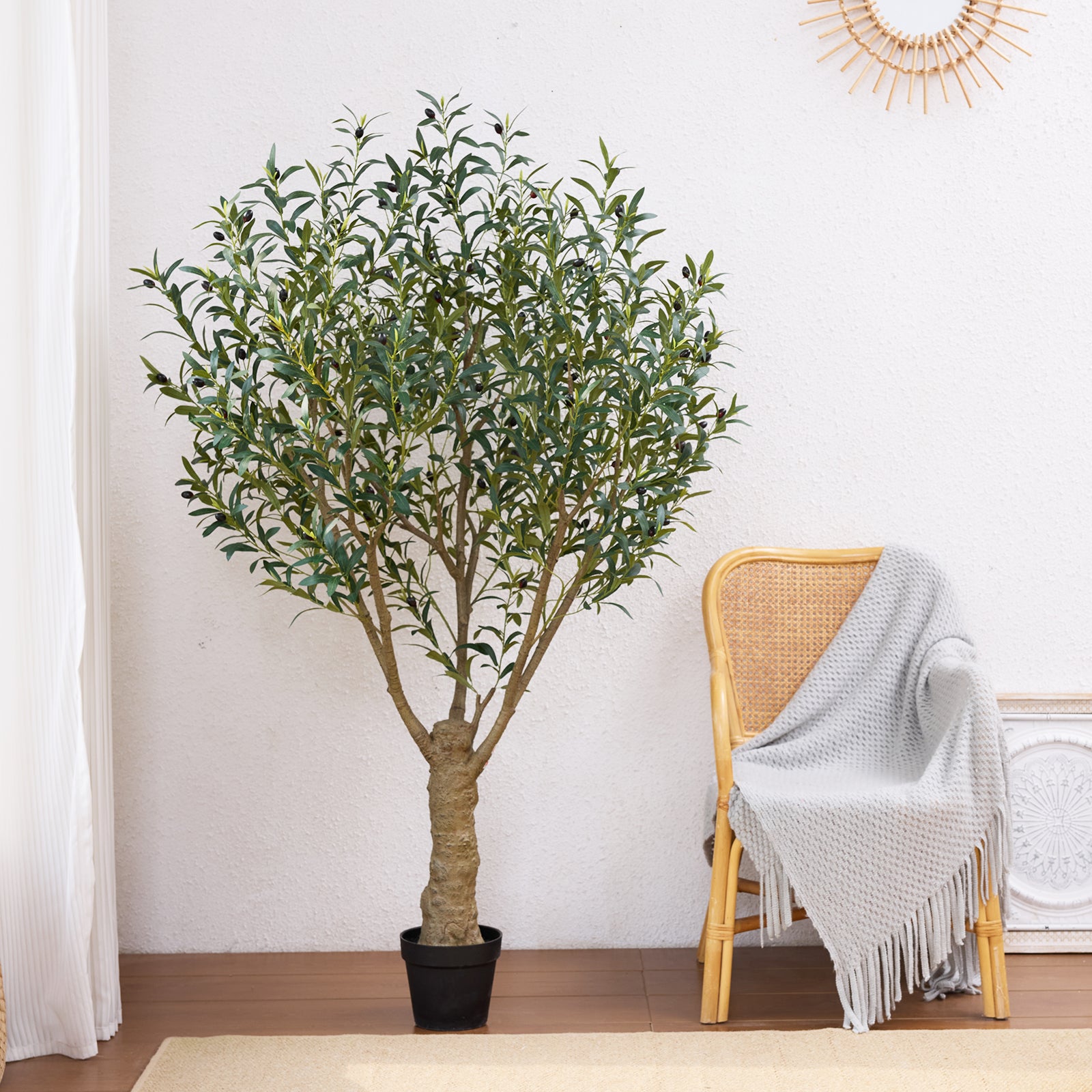 VeriNatural 5/6/7/8FT Artificial Olive Tree UV Resistant with Black Planter for Indoor & Outdoor（VN160）