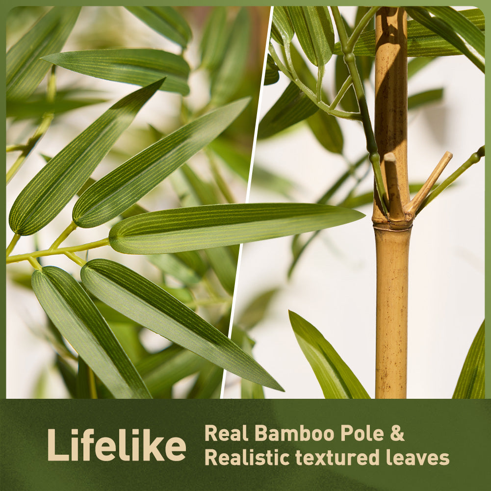 VeriNatural 6FT Artificial Bamboo Tree, 24-Stem Faux Bamboo Plant with Natural Stalks, UV Resistant, Lifelike Indoor & Outdoor Greenery (VN144)
