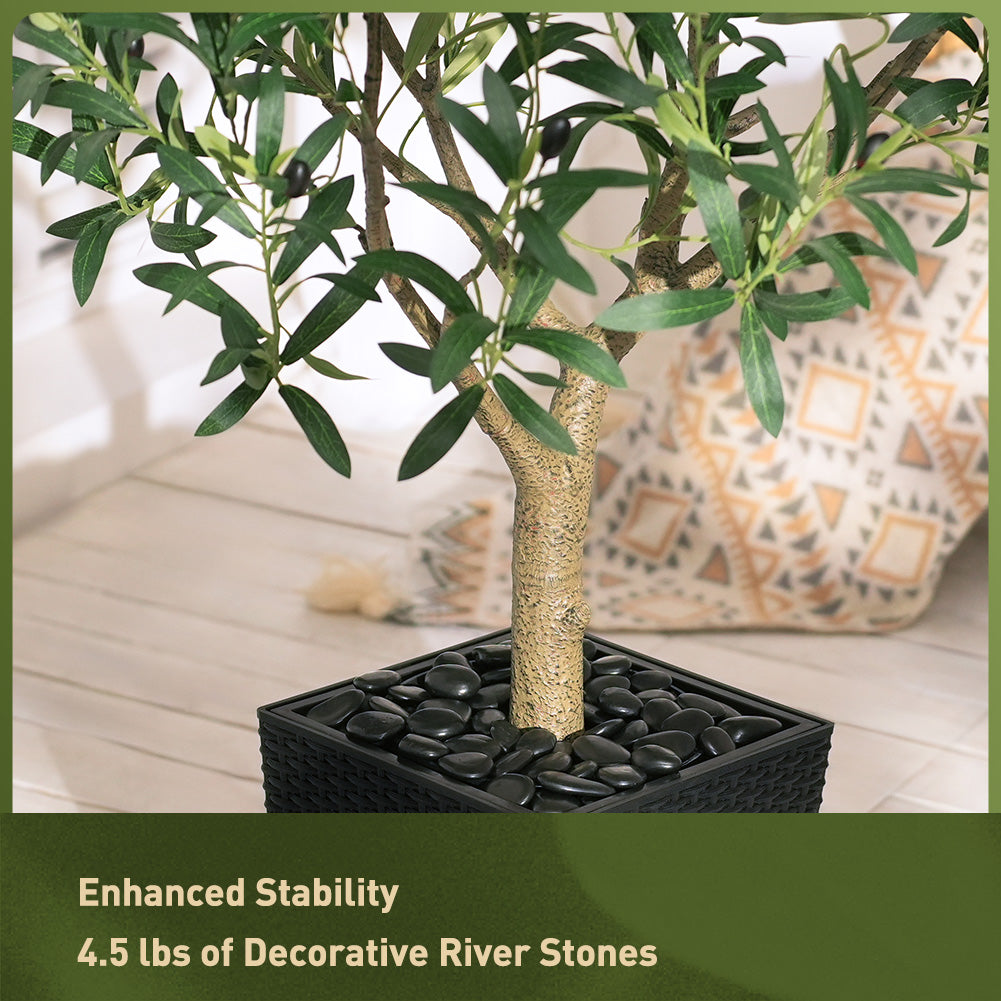 VeriNatural 5/6/7/8FT Artificial Olive Tree UV Resistant with Black Taper Planter for Indoor & Outdoor（VN156）
