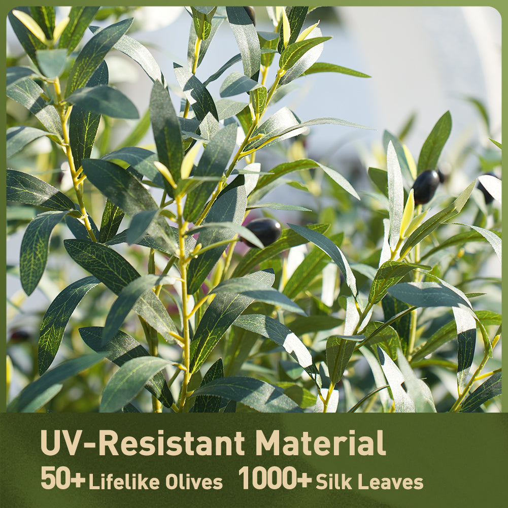 VeriNatural 5/6/7/8FT Artificial Olive Tree UV Resistant with Black Taper Planter for Indoor & Outdoor（VN156）
