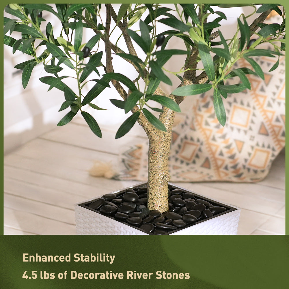 VeriNatural 5/6/7/8FT Artificial Olive Tree UV Resistant with Black Taper Planter for Indoor & Outdoor（VN156）