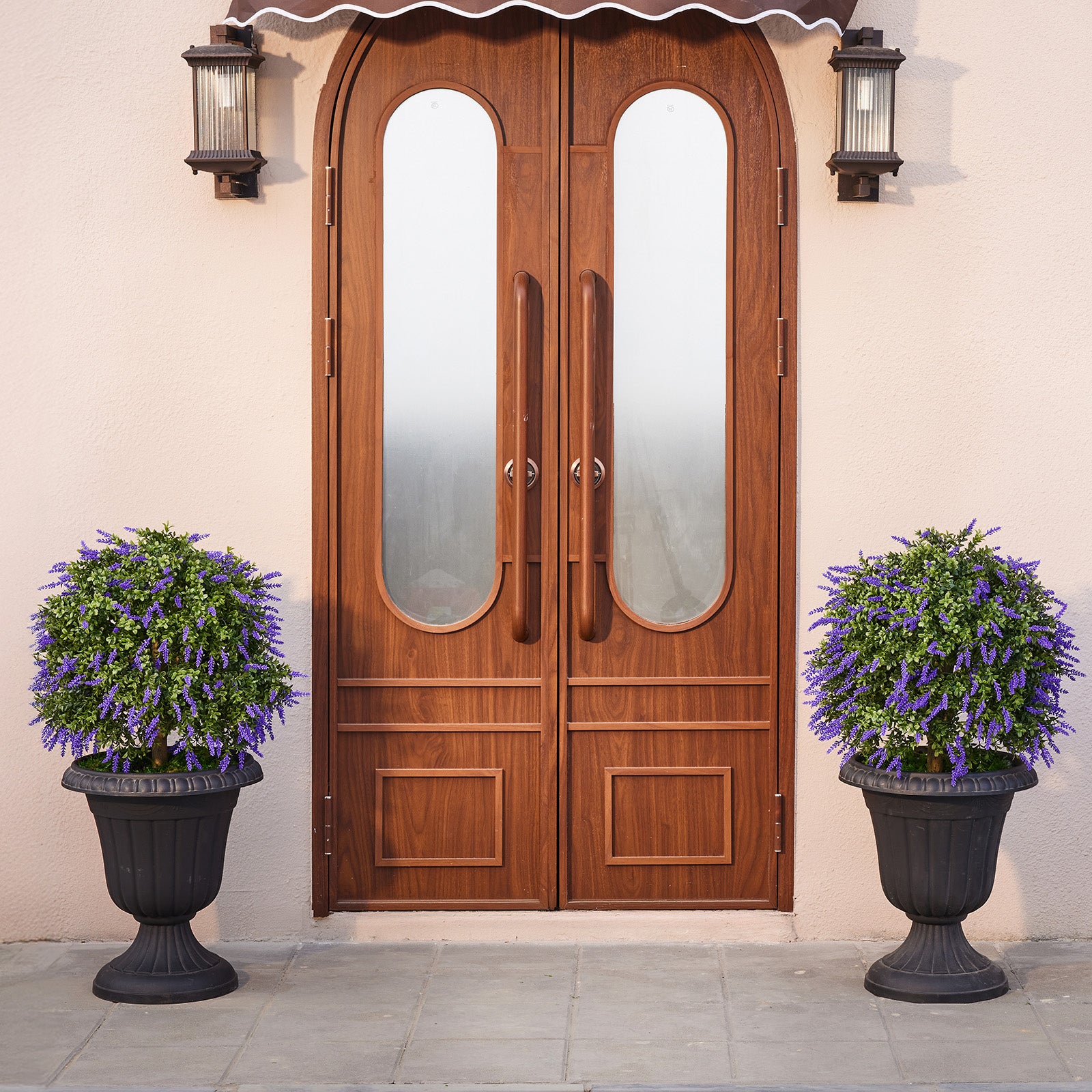 VeriNatural Artificial Lavender Topiary Ball – UV Resistant Outdoor Boxwood Décor with Ground Spike (15” / 19”, Single or Set of 2