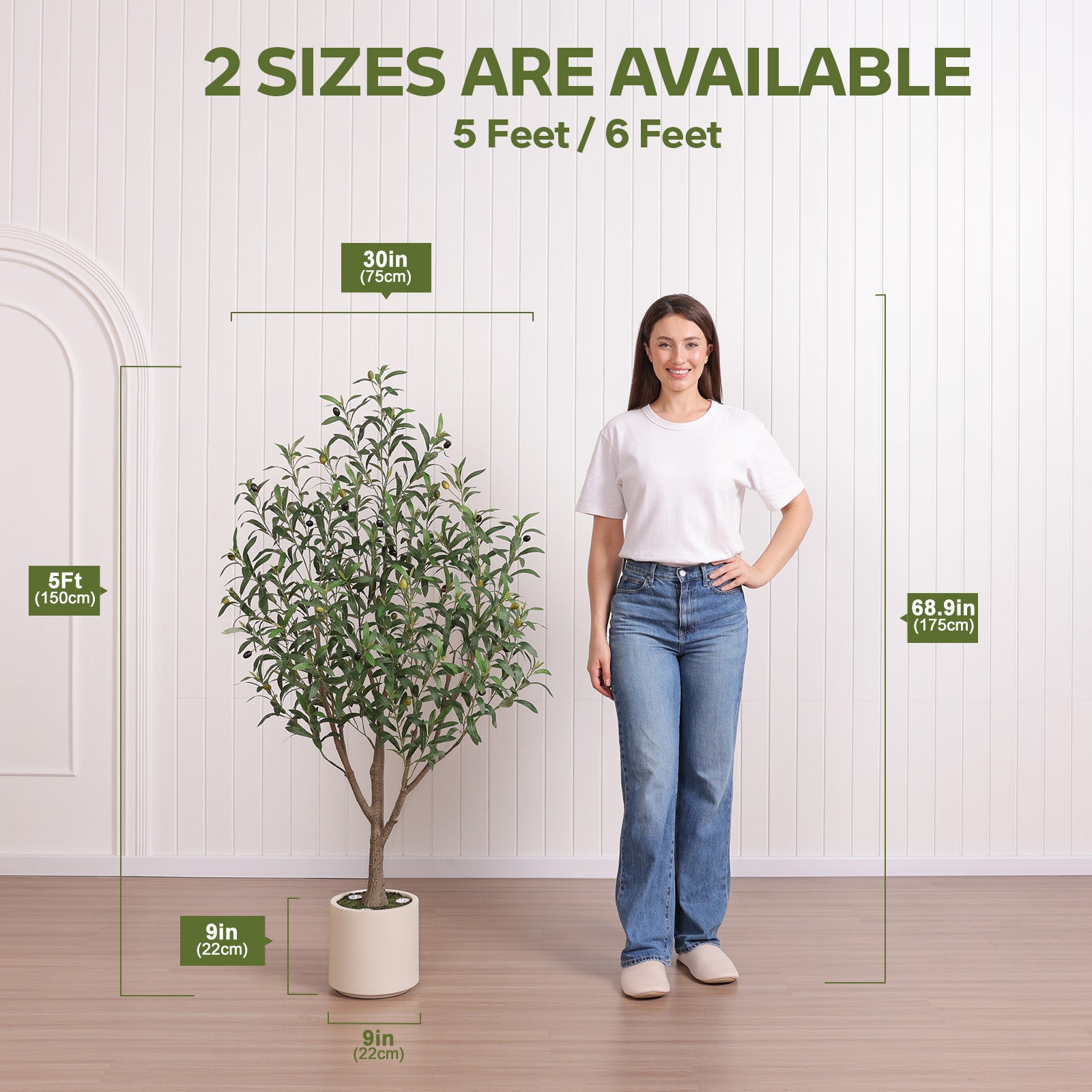 VeriNatural 5FT Artificial Olive Tree with Remote LED Spotlights – Realistic Faux Olive Tree in White Planter for Indoor Home, Living Room, Bedroom & Office Decor (VN214)