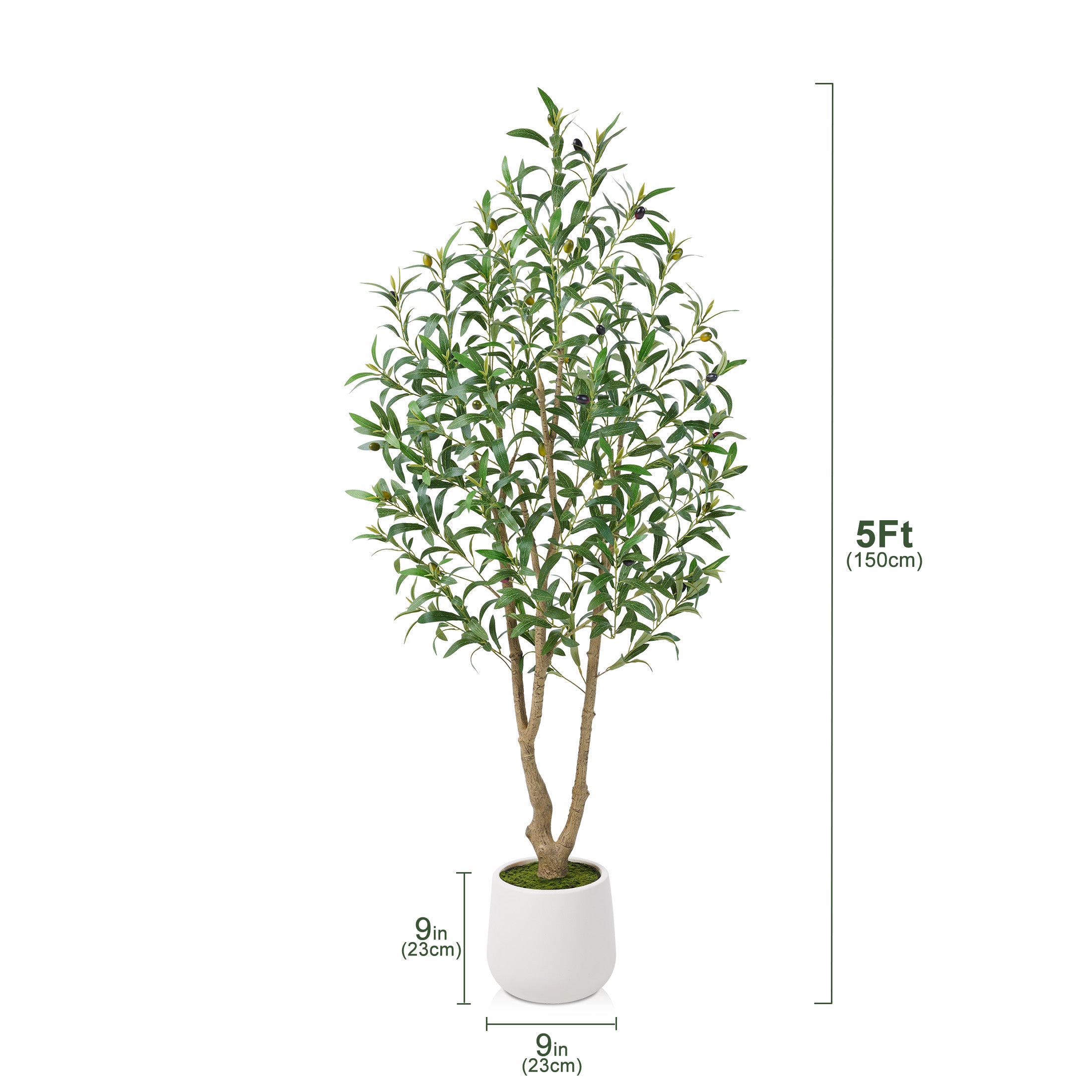 VeriNatural 5/6/7FT Artificial Olive Tree – Realistic Faux Indoor Plant with White Planter, Tall Fake Tree for Home, Office & Living Room Decor(VN256)