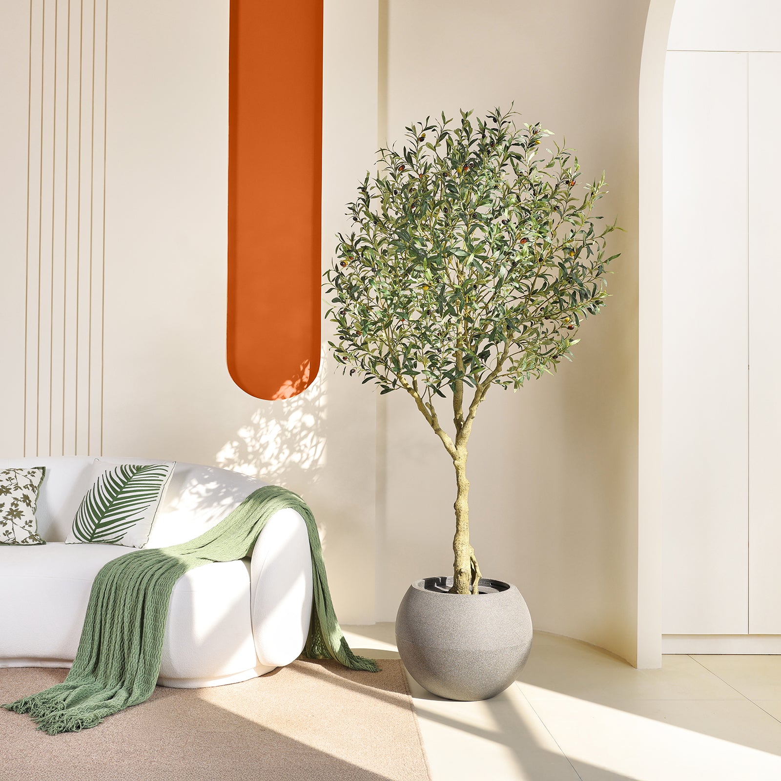 VeriNatural 7FT Artificial Olive Tree  Lifelike Faux Plant in Pot | Living Room & Office Decor
