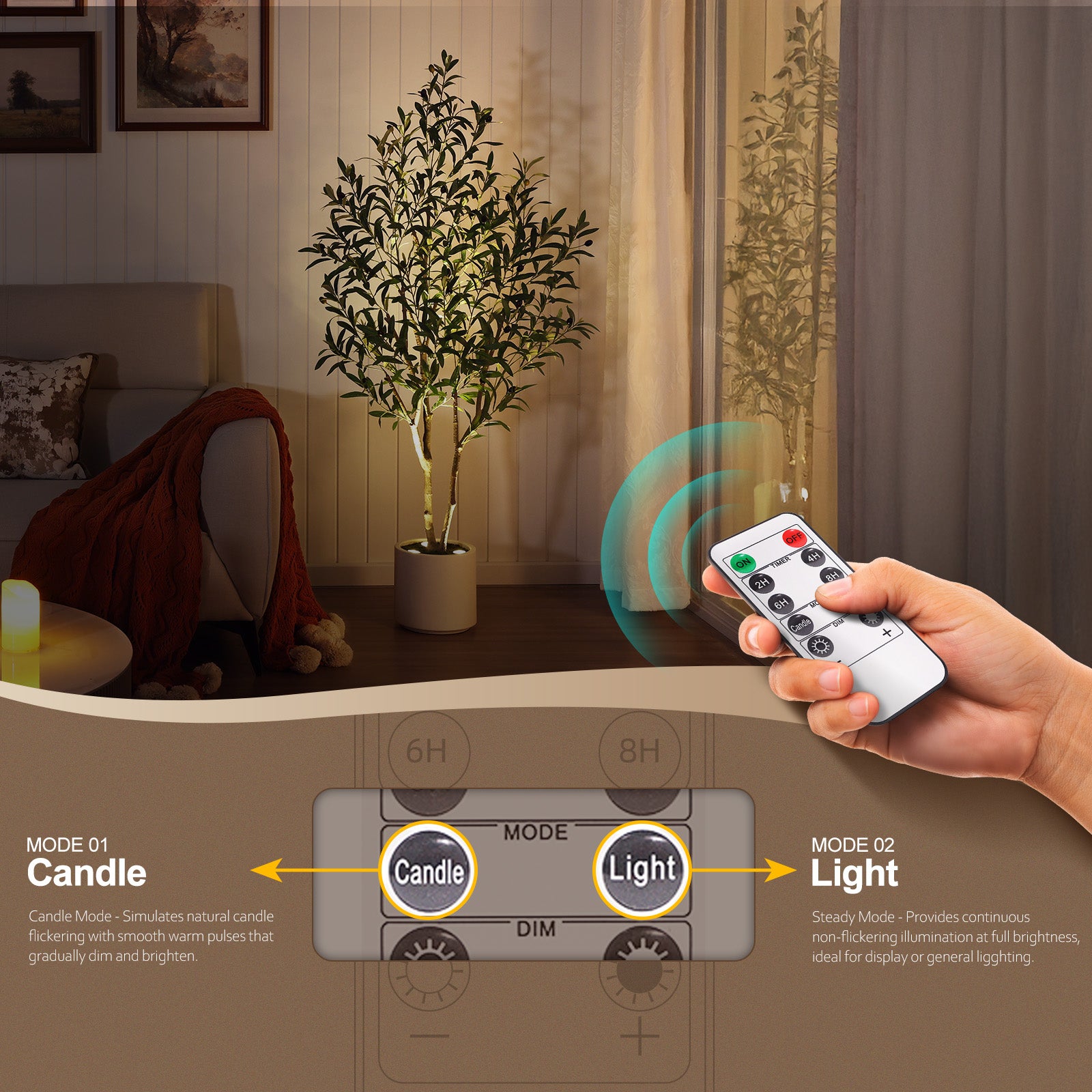 Verinatural 5/6FT Artificial Olive Tree with LED Spotlights, Lifelike Faux Indoor Tree, White Planter, Home Office Floor Decor, VN214