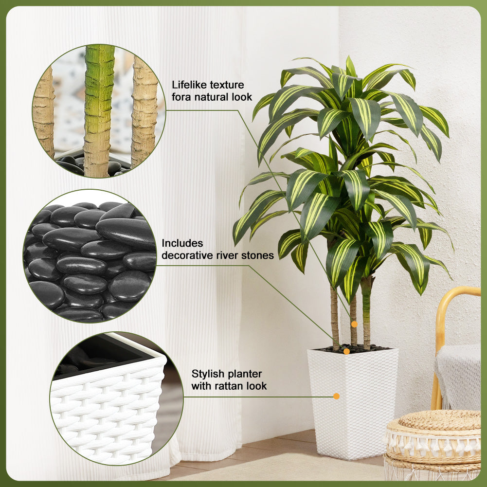 VeriNatural 5/6FT Artificial Dracaena Tree UV Resistant with Black Taper Planter for Indoor & Outdoor (VN127)
