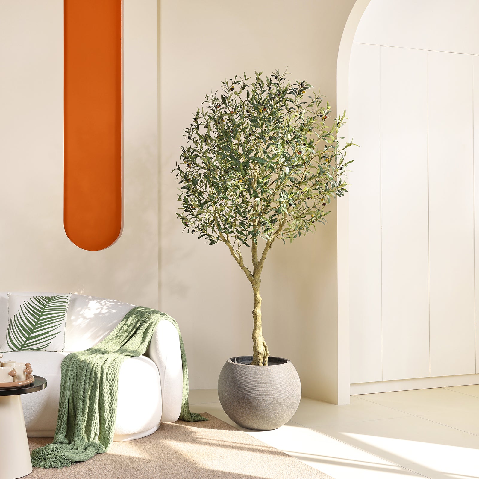 VeriNatural 7FT Artificial Olive Tree  Lifelike Faux Plant in Pot | Living Room & Office Decor