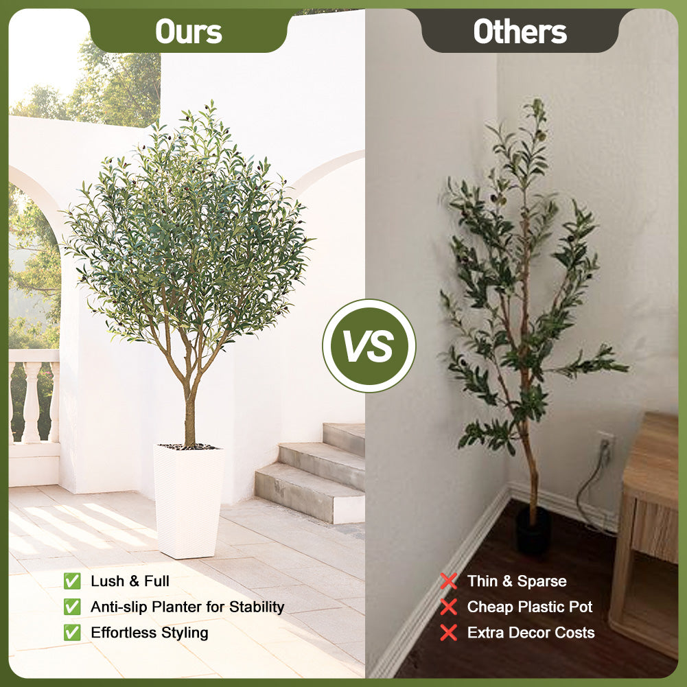 VeriNatural 5/6/7/8FT Artificial Olive Tree UV Resistant with Black Taper Planter for Indoor & Outdoor（VN156）