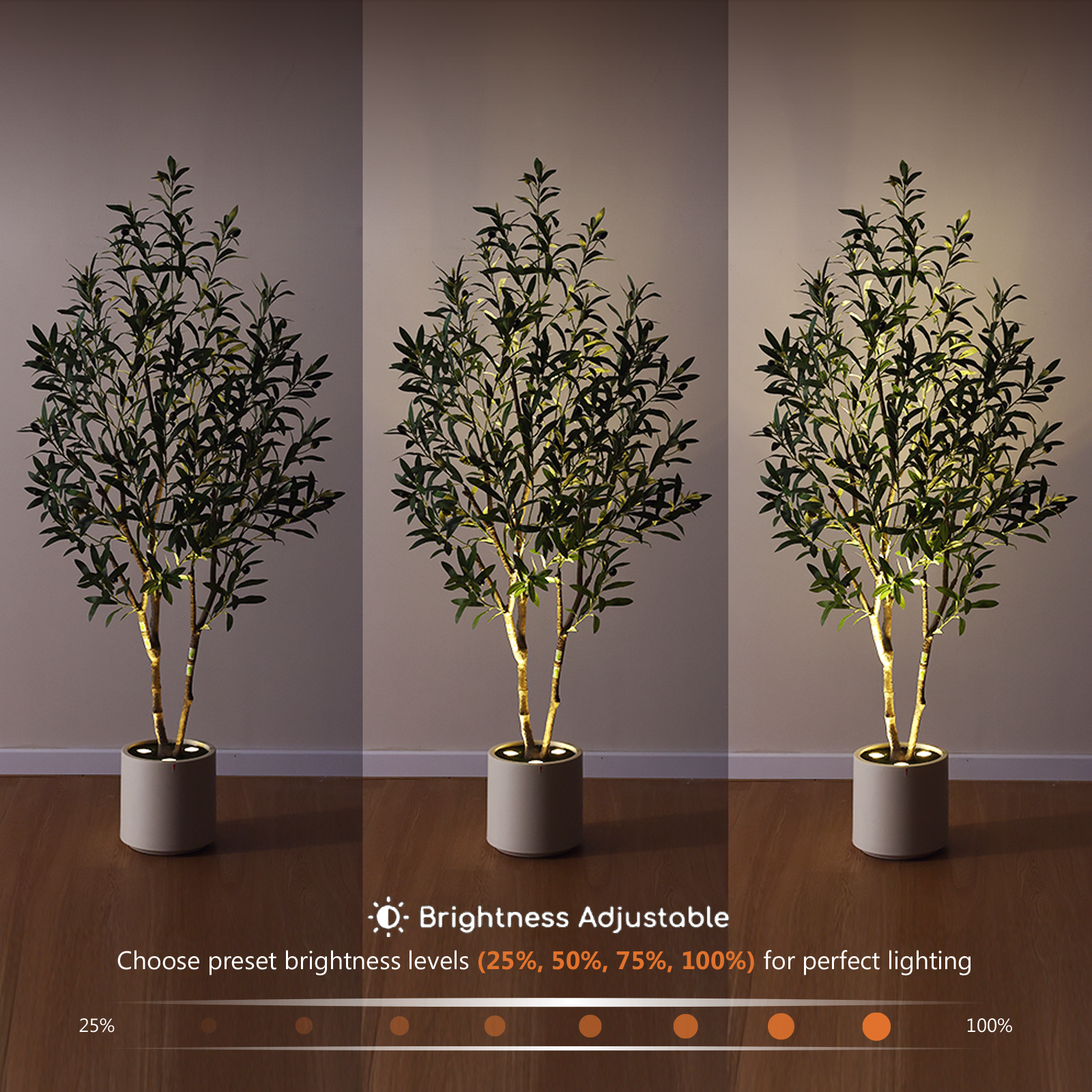 Verinatural 5/6FT Artificial Olive Tree with LED Spotlights, Lifelike Faux Indoor Tree, White Planter, Home Office Floor Decor, VN214