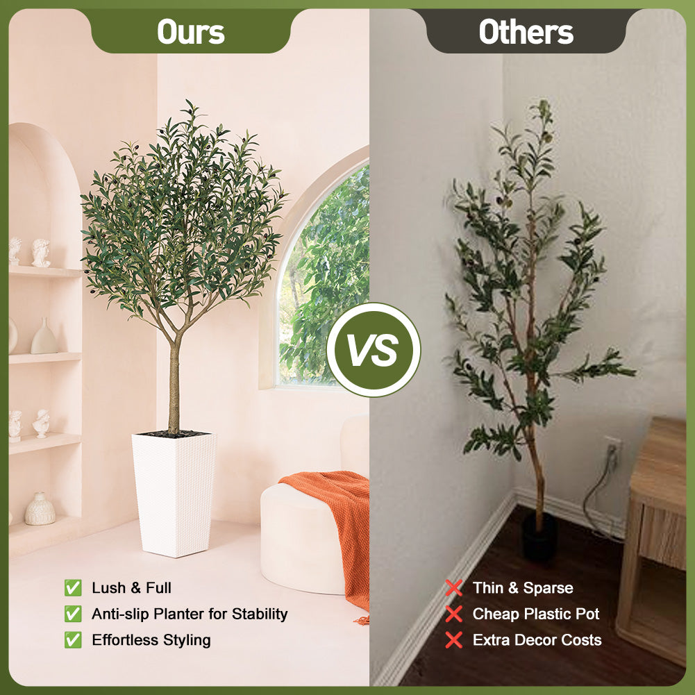 VeriNatural 5/6/7/8FT Artificial Olive Tree UV Resistant with Black Taper Planter for Indoor & Outdoor（VN156）