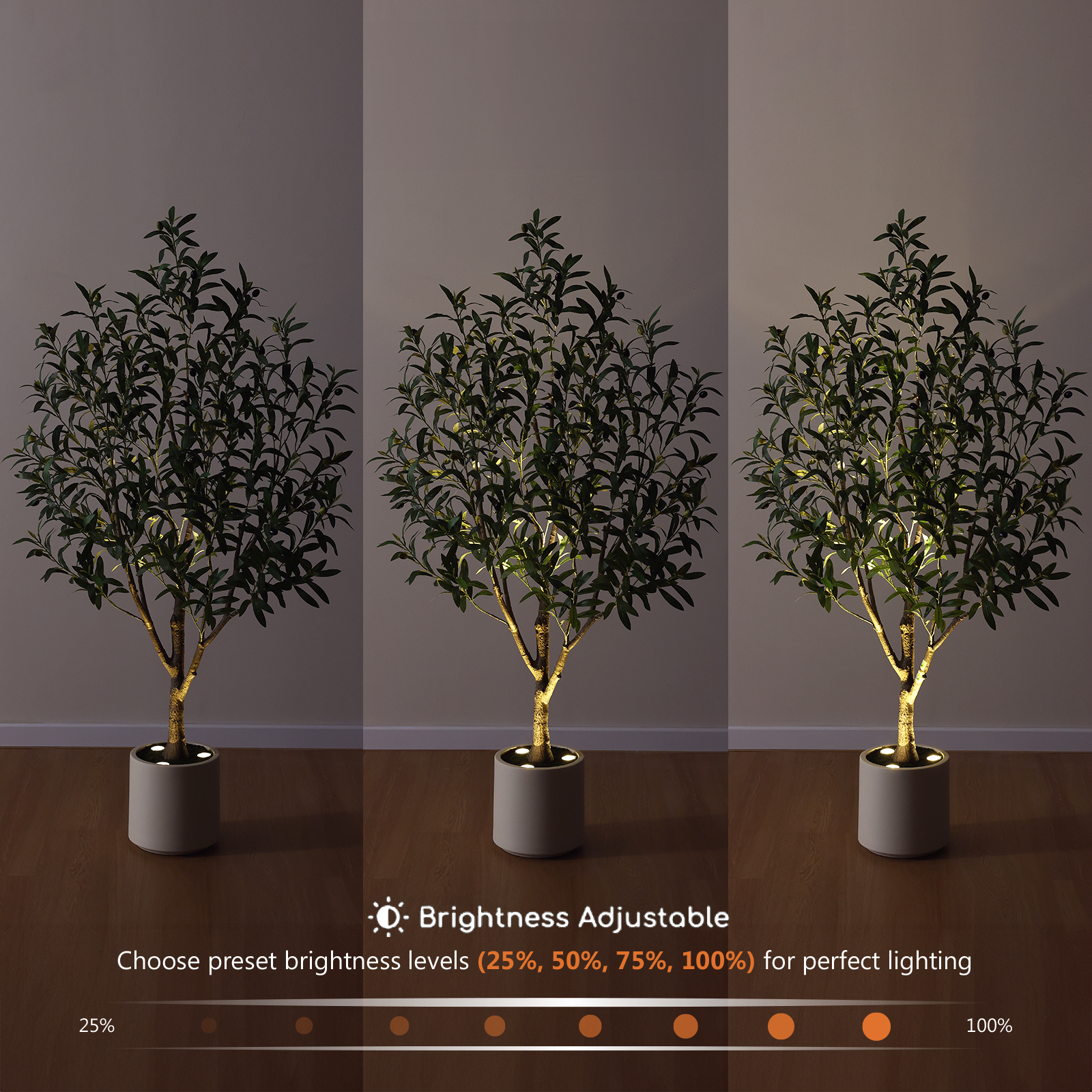 VeriNatural 5FT Artificial Olive Tree with Remote LED Spotlights – Realistic Faux Olive Tree in White Planter for Indoor Home, Living Room, Bedroom & Office Decor (VN214)