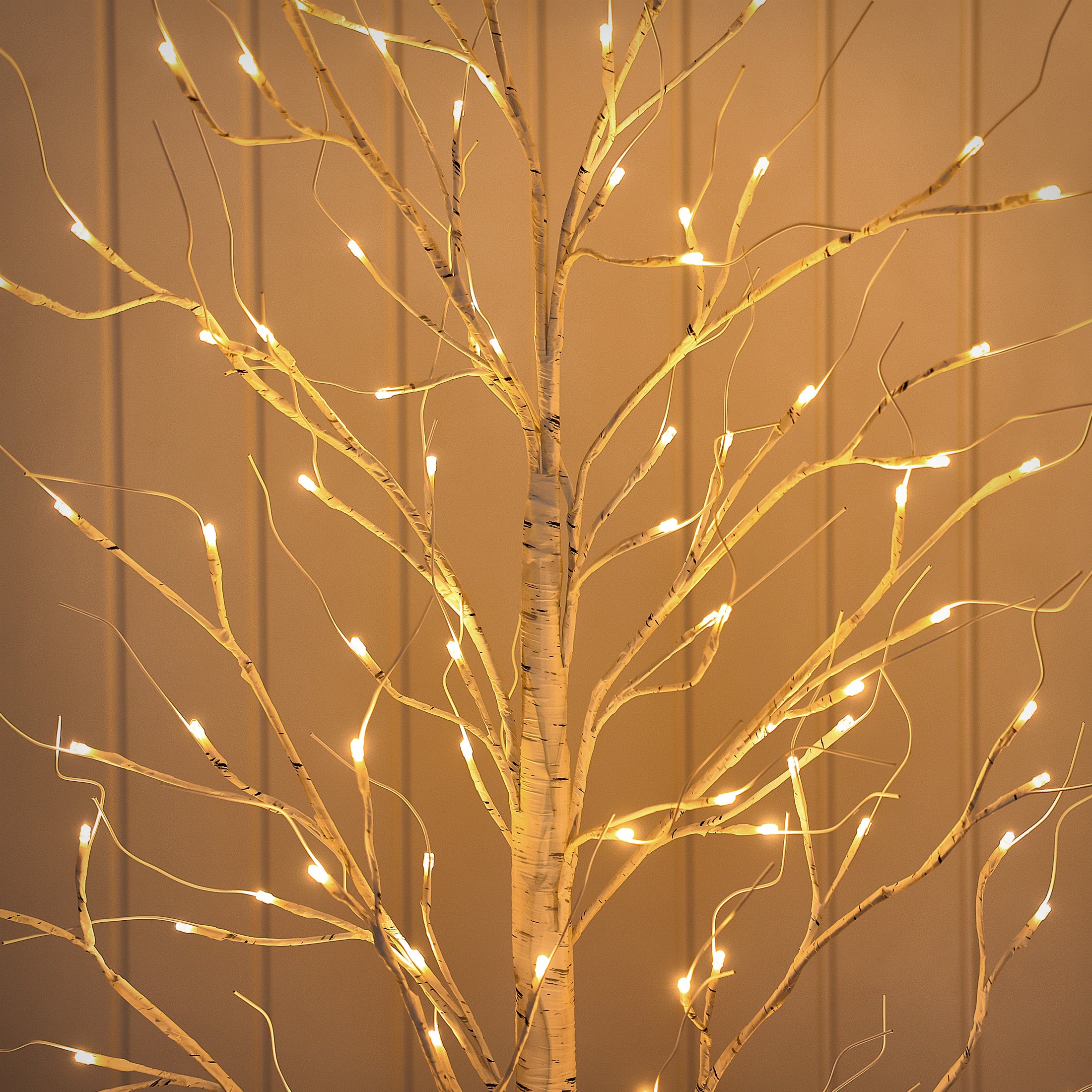 VeriNatural LED Birch Tree Light Set – 4FT/5FT/6FT Pre-Lit Artificial Trees with Warm White Plug-In Lights, Indoor & Outdoor Christmas, Holiday, Wedding & Party Decor (3-Pack)