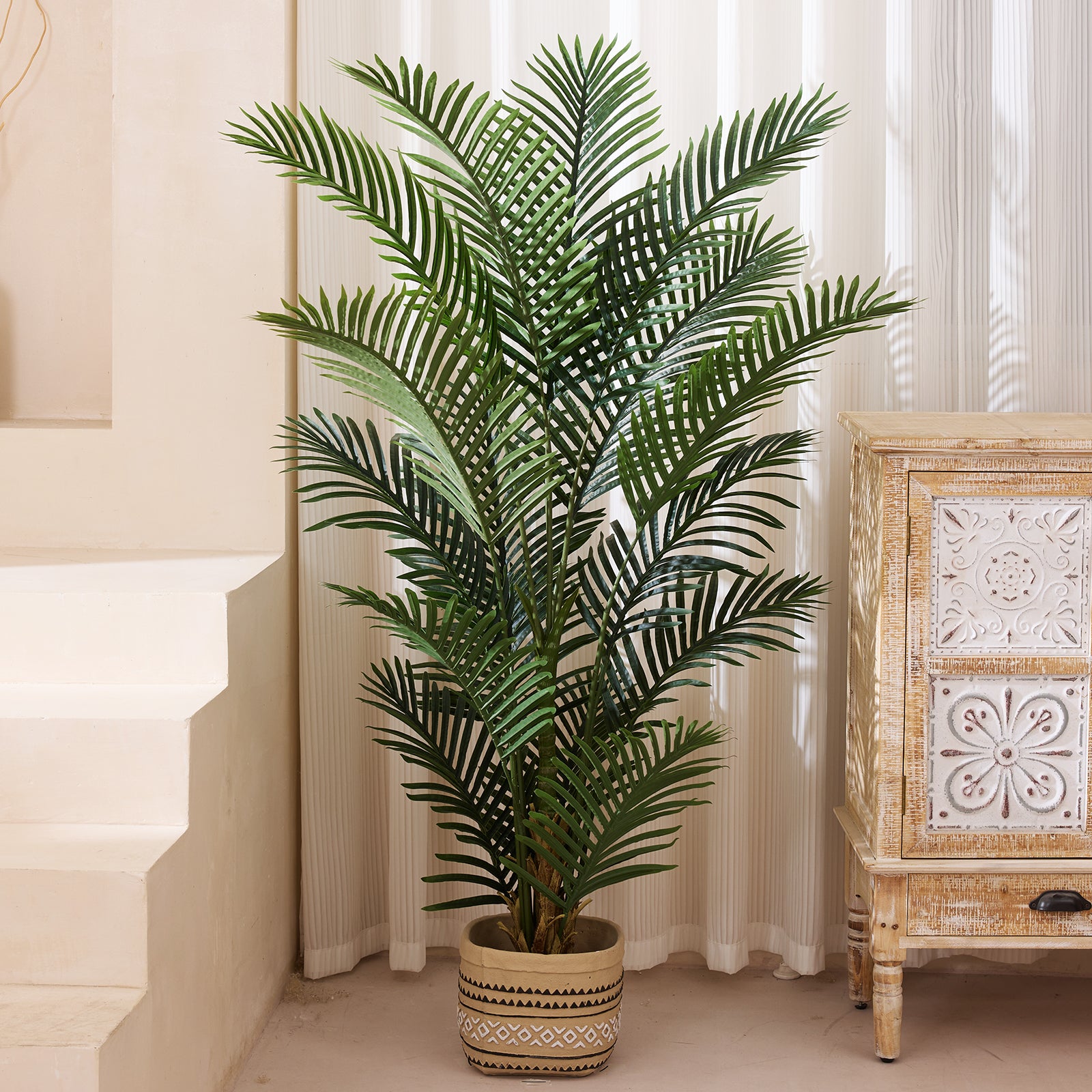 VeriNatural 4/5/6FT UV Resistant Artificial Plam Tree for Indoor & Outdoor (1/2-Pack)（VN125）