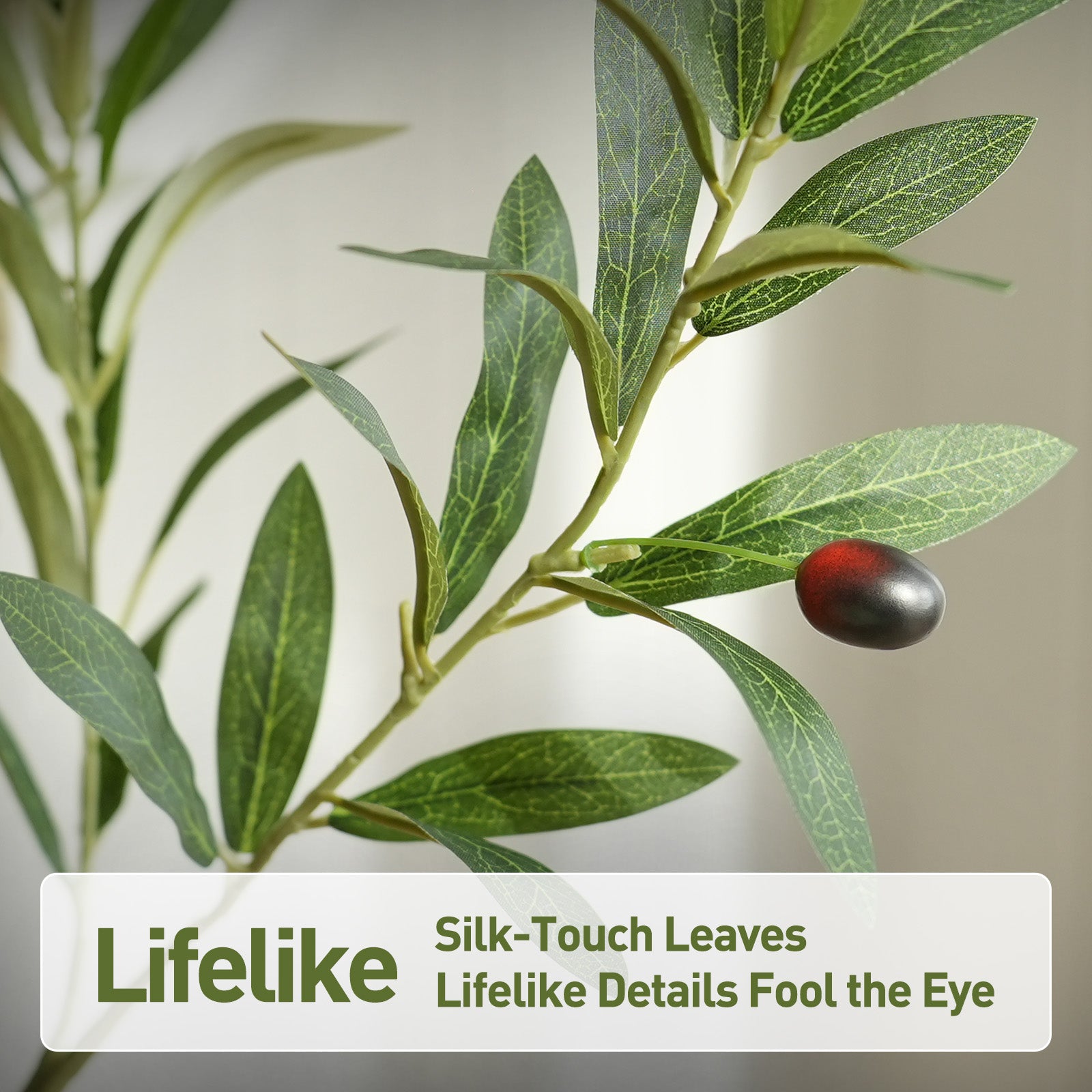 VeriNatural 8FT Artificial Olive Tree  Lifelike Faux Plant with White Planter | No Maintenance Decor