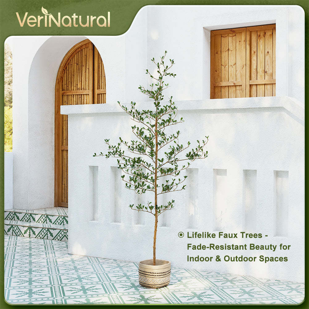 VeriNatural 5/6/7FT Black Olive Tree – Realistic Faux Tree with Natural Trunk & Silk Leaves – Indoor & Outdoor Decor, Low Maintenance, UV Resistant(VN145)