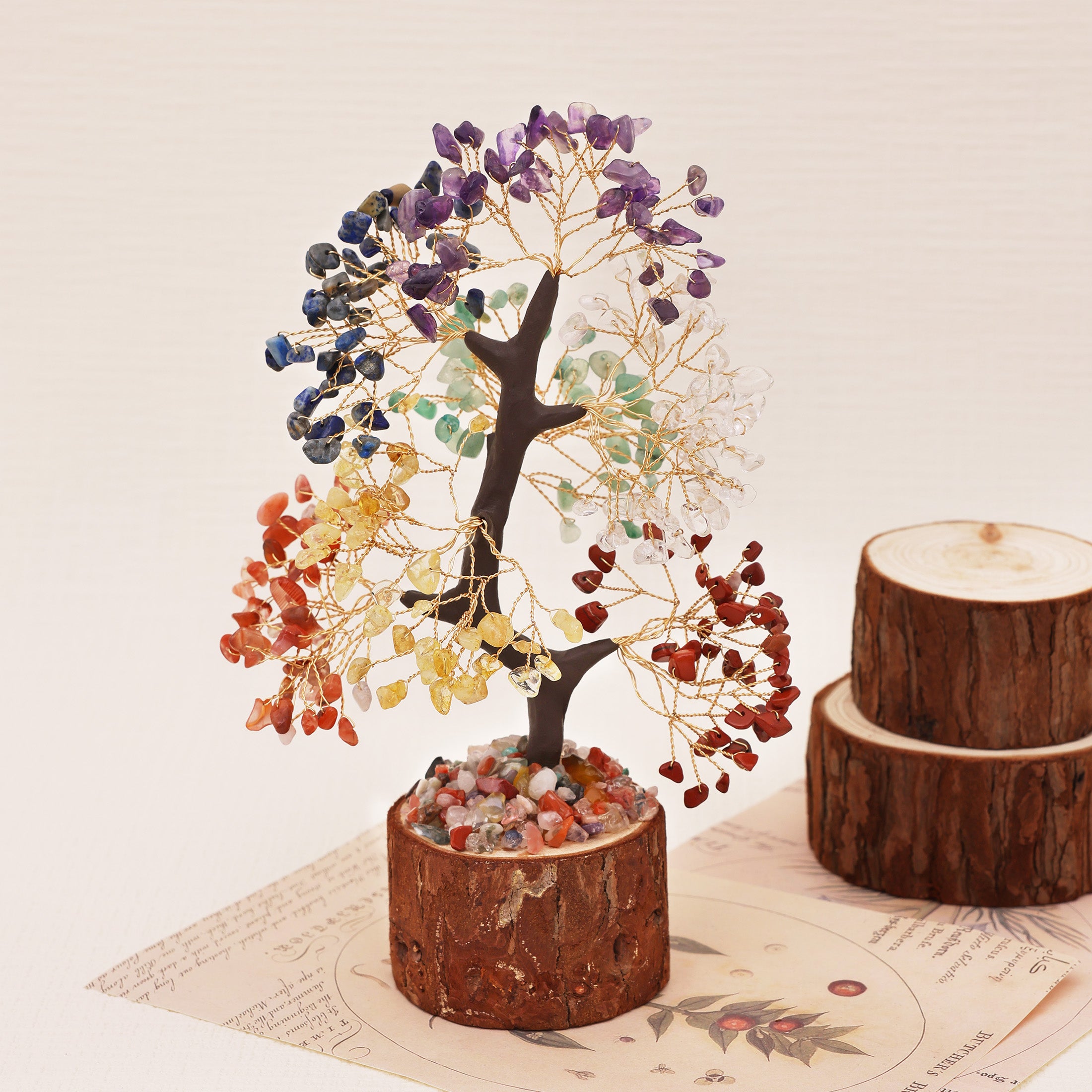 7 Chakra Healing Crystal Tree of Life – Handmade Gift for Women, Mom & Her | Good Luck Decor for Home & Office