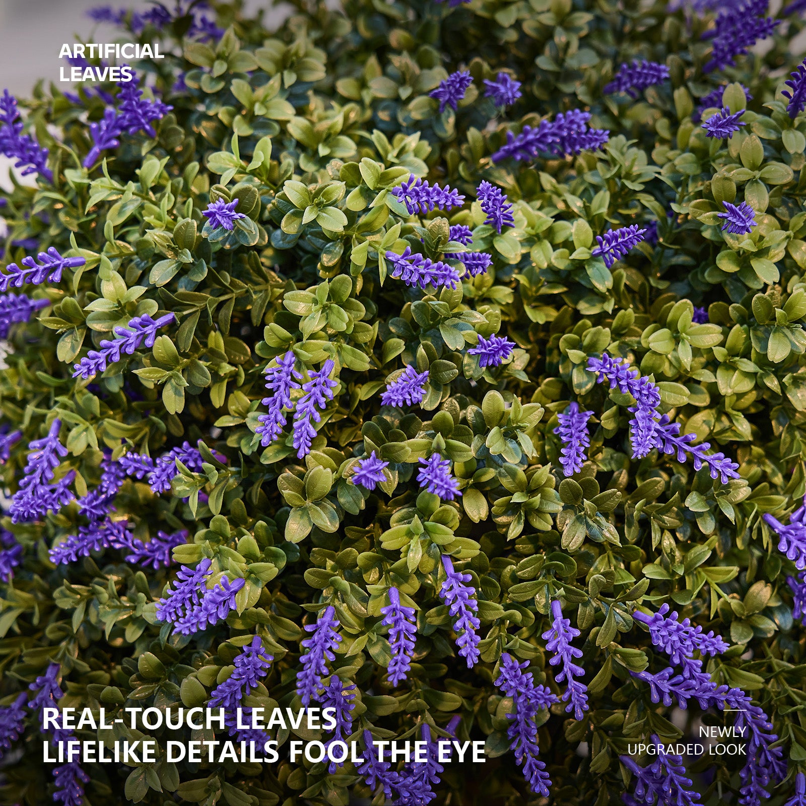 VeriNatural Artificial Lavender Topiary Ball – UV Resistant Outdoor Boxwood Décor with Ground Spike (15” / 19”, Single or Set of 2