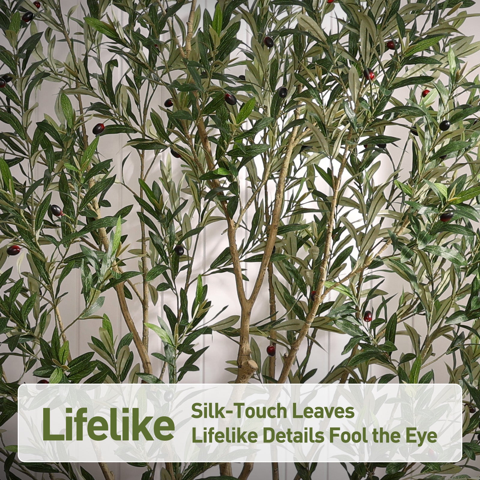 VeriNatural 8FT Artificial Olive Tree  Lifelike Faux Plant with White Planter | No Maintenance Decor(VN224)