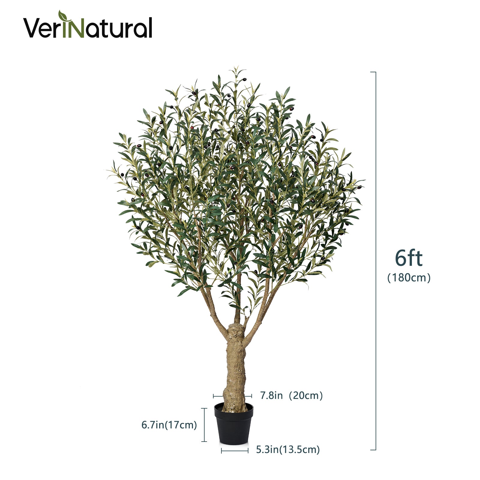 VeriNatural 5/6/7/8FT Artificial Olive Tree UV Resistant with Black Planter for Indoor & Outdoor（VN160）