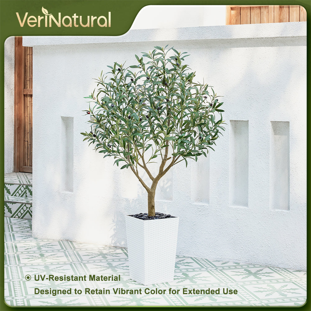 VeriNatural 5/6/7/8FT Artificial Olive Tree UV Resistant with Black Taper Planter for Indoor & Outdoor（VN156）
