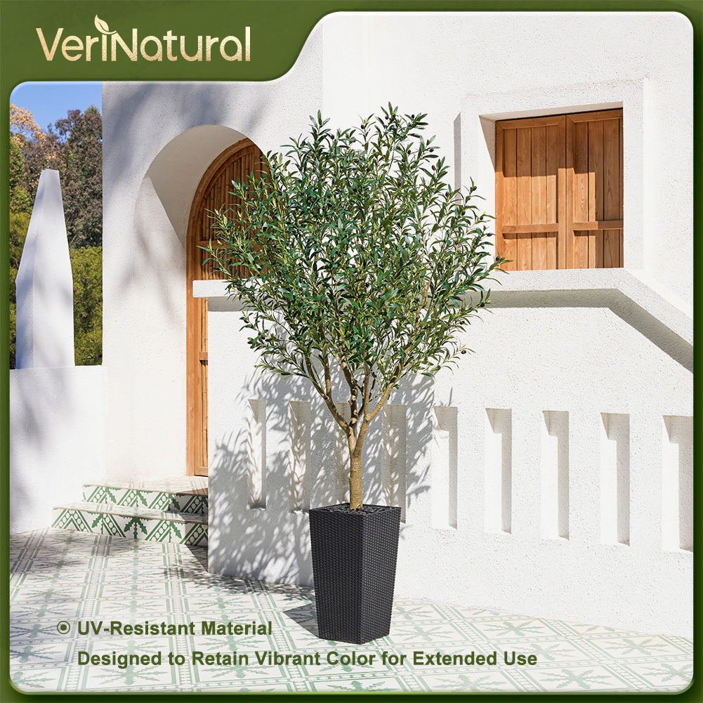VeriNatural 5/6/7/8FT Artificial Olive Tree UV Resistant with Black Taper Planter for Indoor & Outdoor（VN156）