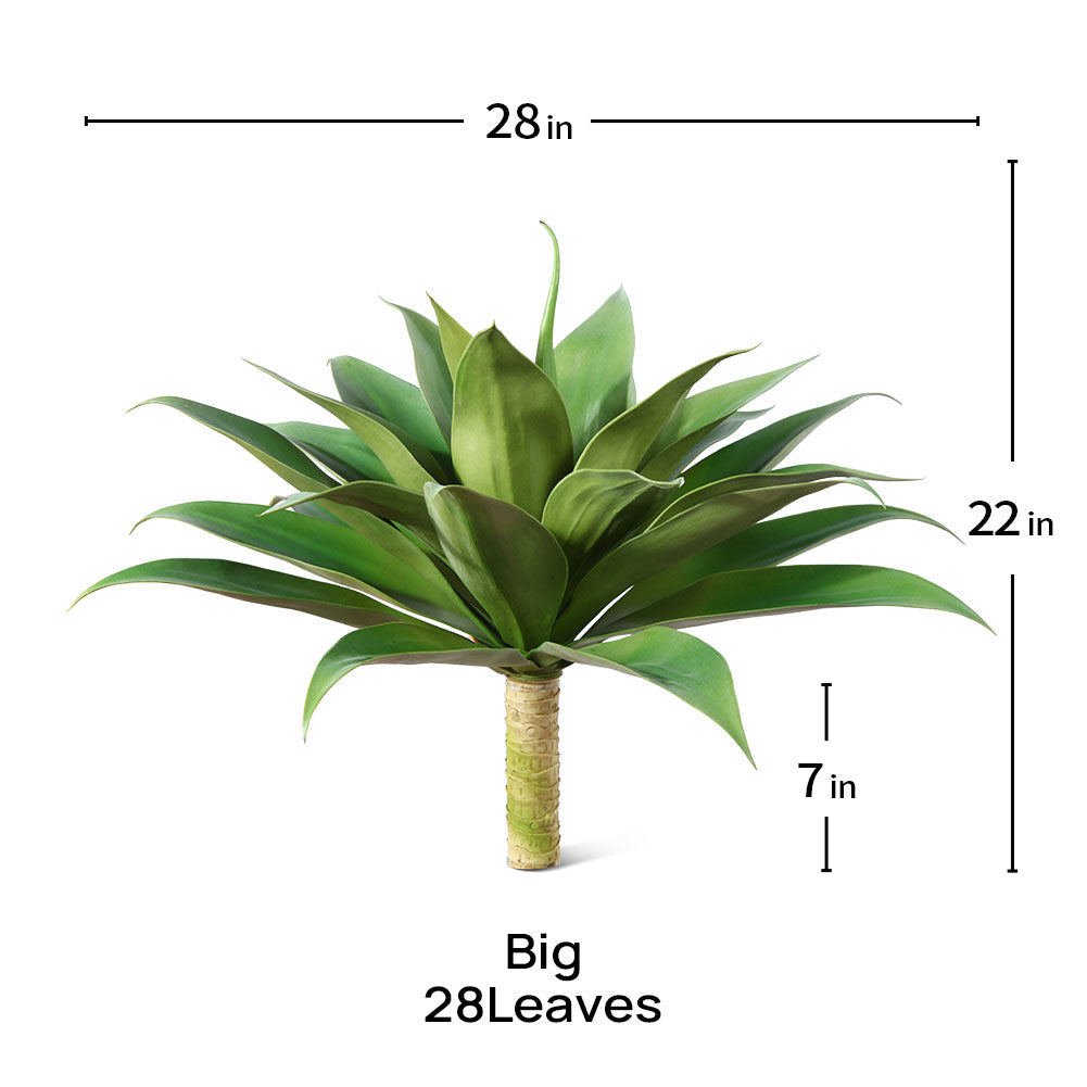VeriNatural Artificial Agave Succulent Plants – 28” Large Faux Agave Stems, Realistic Indoor & Outdoor Decorative Plants for Home & Office (2-Pack)