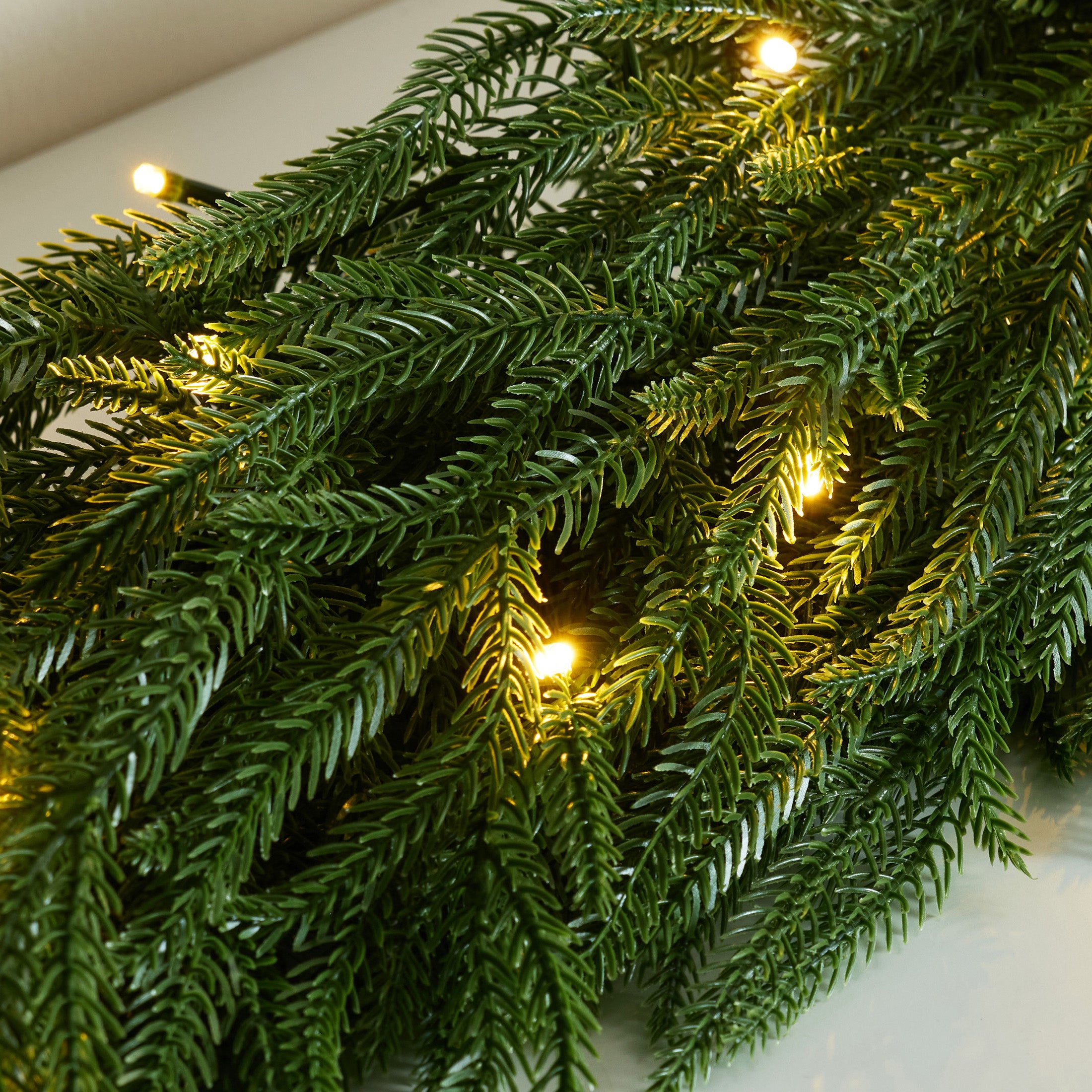 VeriNatural 2-Pack 6FT Artificial Norfolk Pine Foliage Spray – Pre Lighted (50 LEDs) / Unlit Version Available, DIY Christmas Tree Filler & Vase Filler Slim Greenery Stem